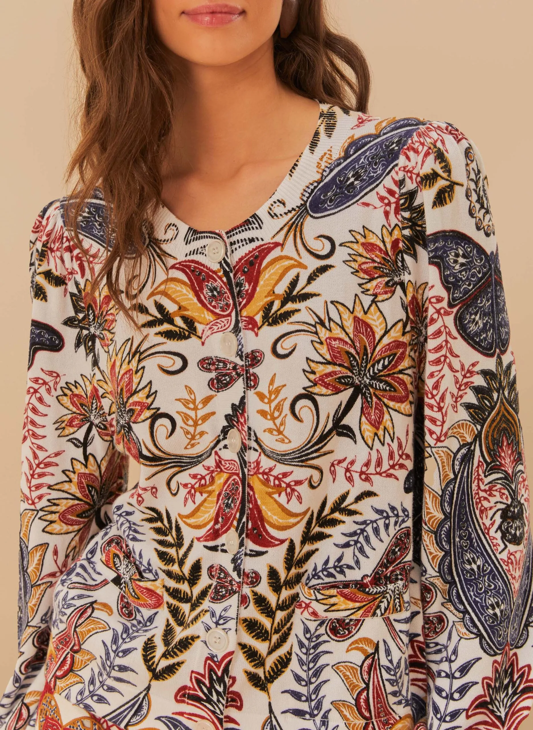 Gilet droit en coton mélangé imprimé Multicolore