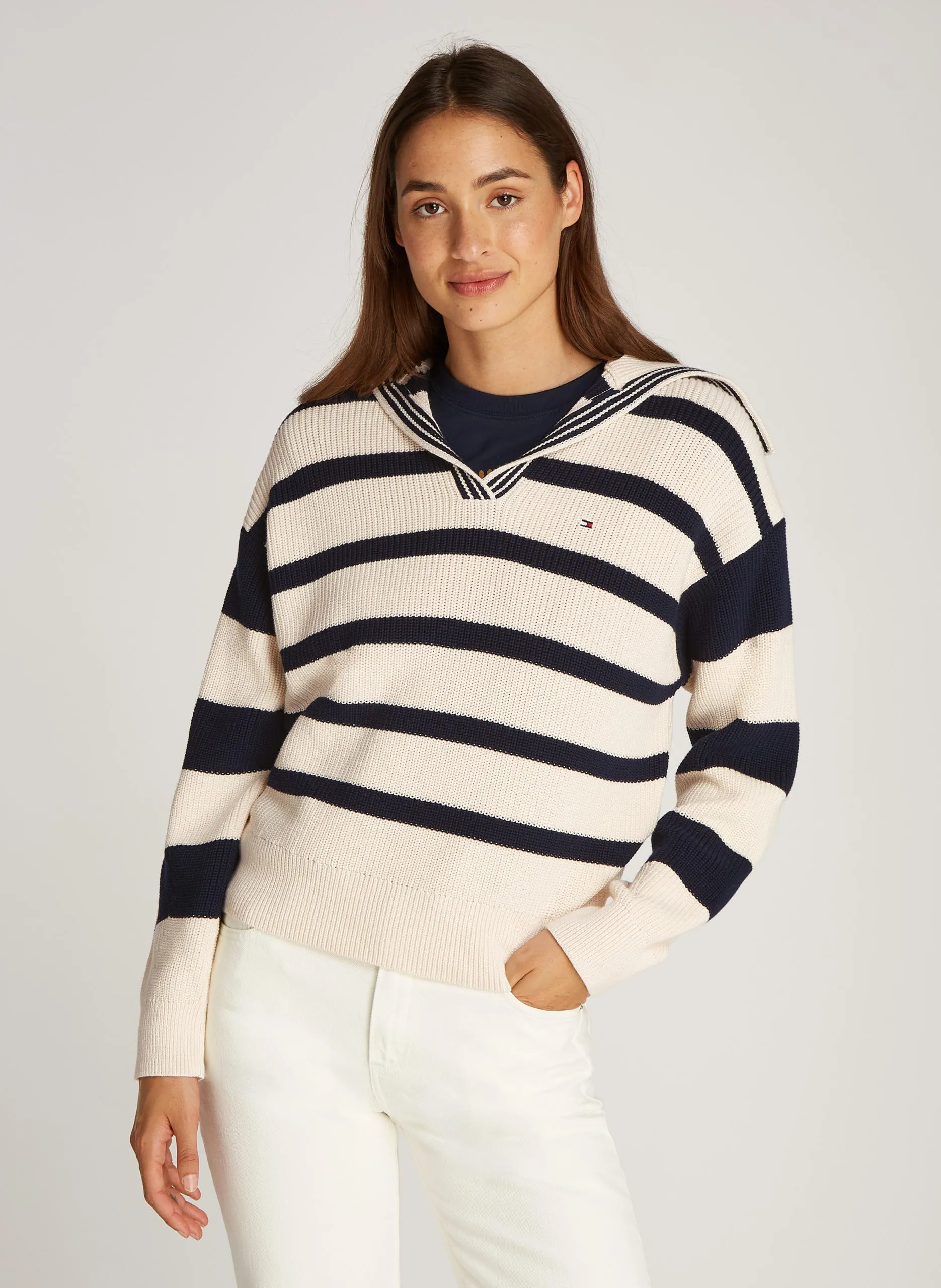 Pull droit en coton Blanc