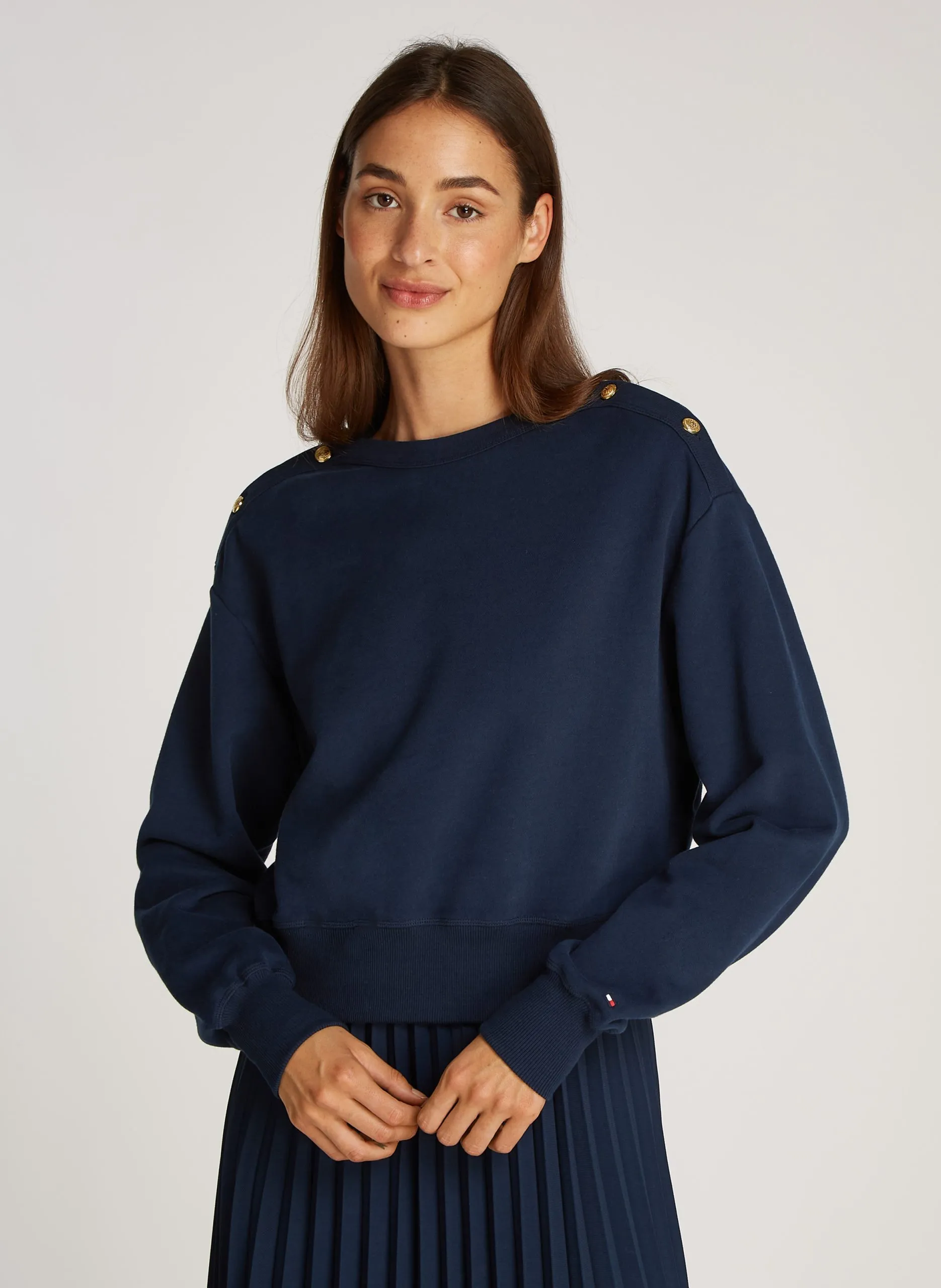 Sweat droit en coton rayé Bleu