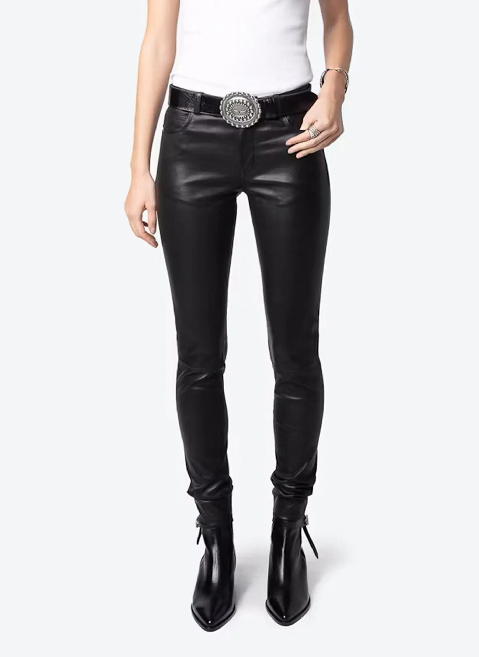 Pantalon slim en cuir Noir PHLAME