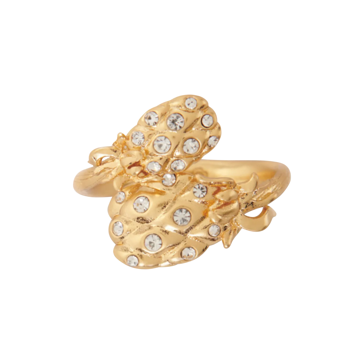 Bague strassée en laiton Doré