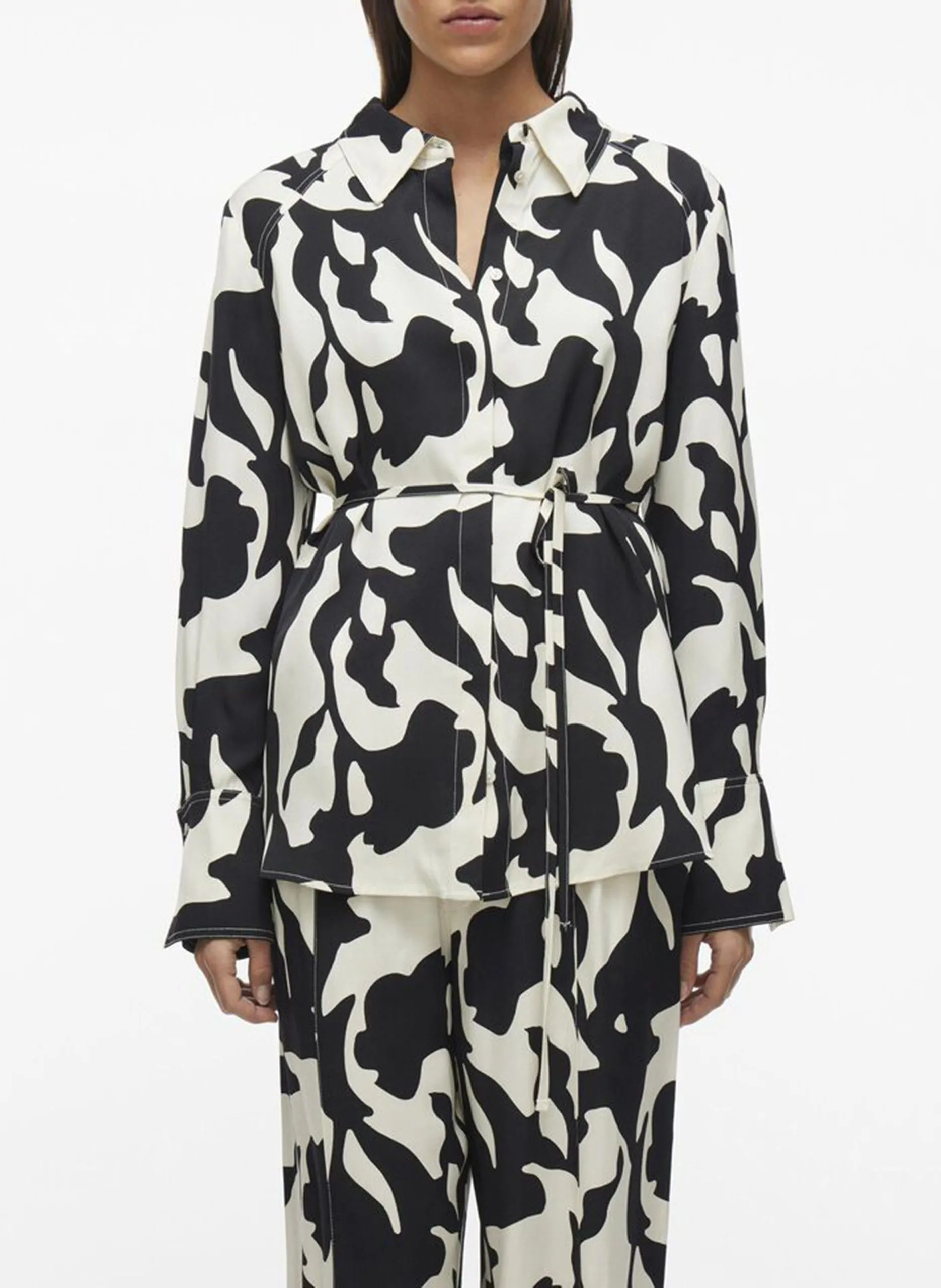 Chemise cintrée imprimée Beige