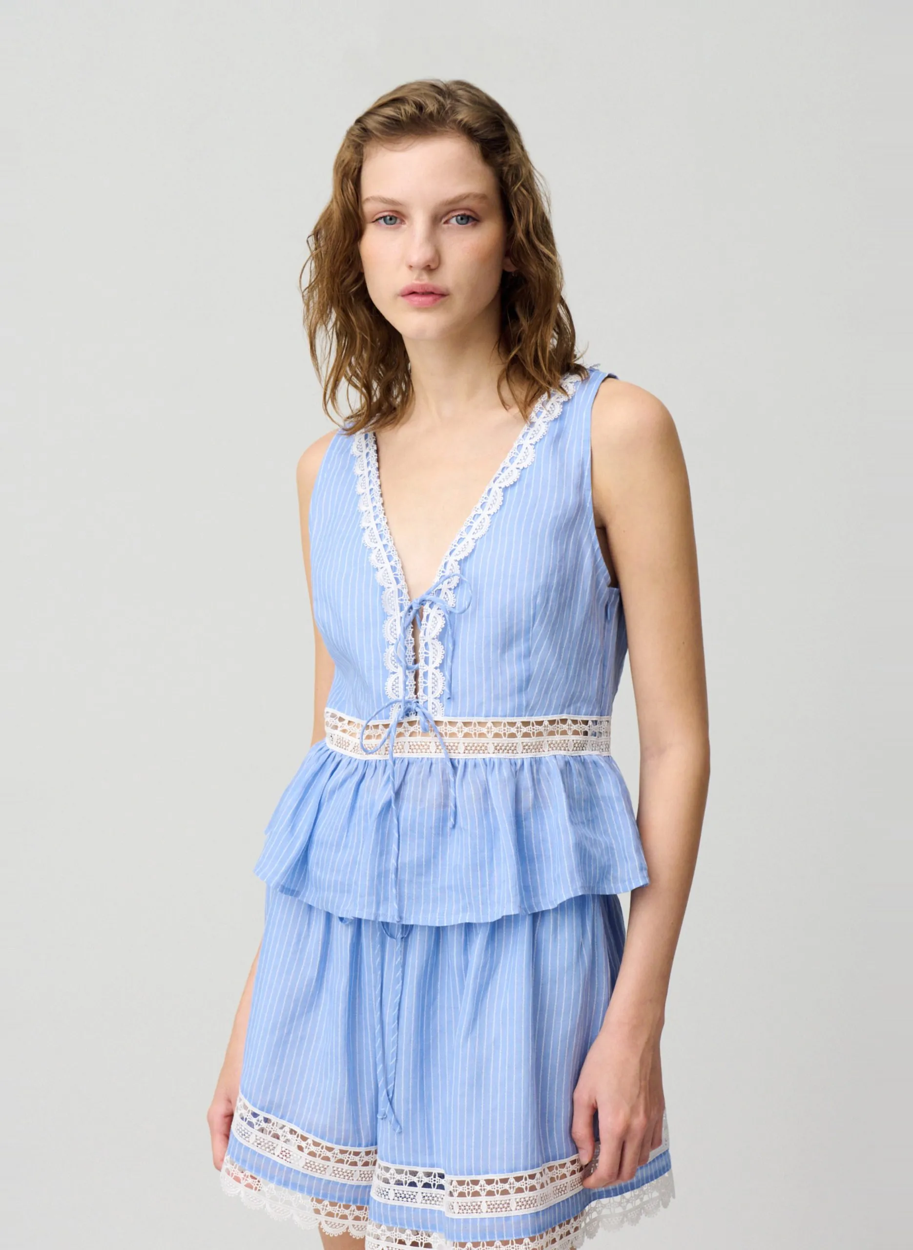 Top droit rayé Multicolore