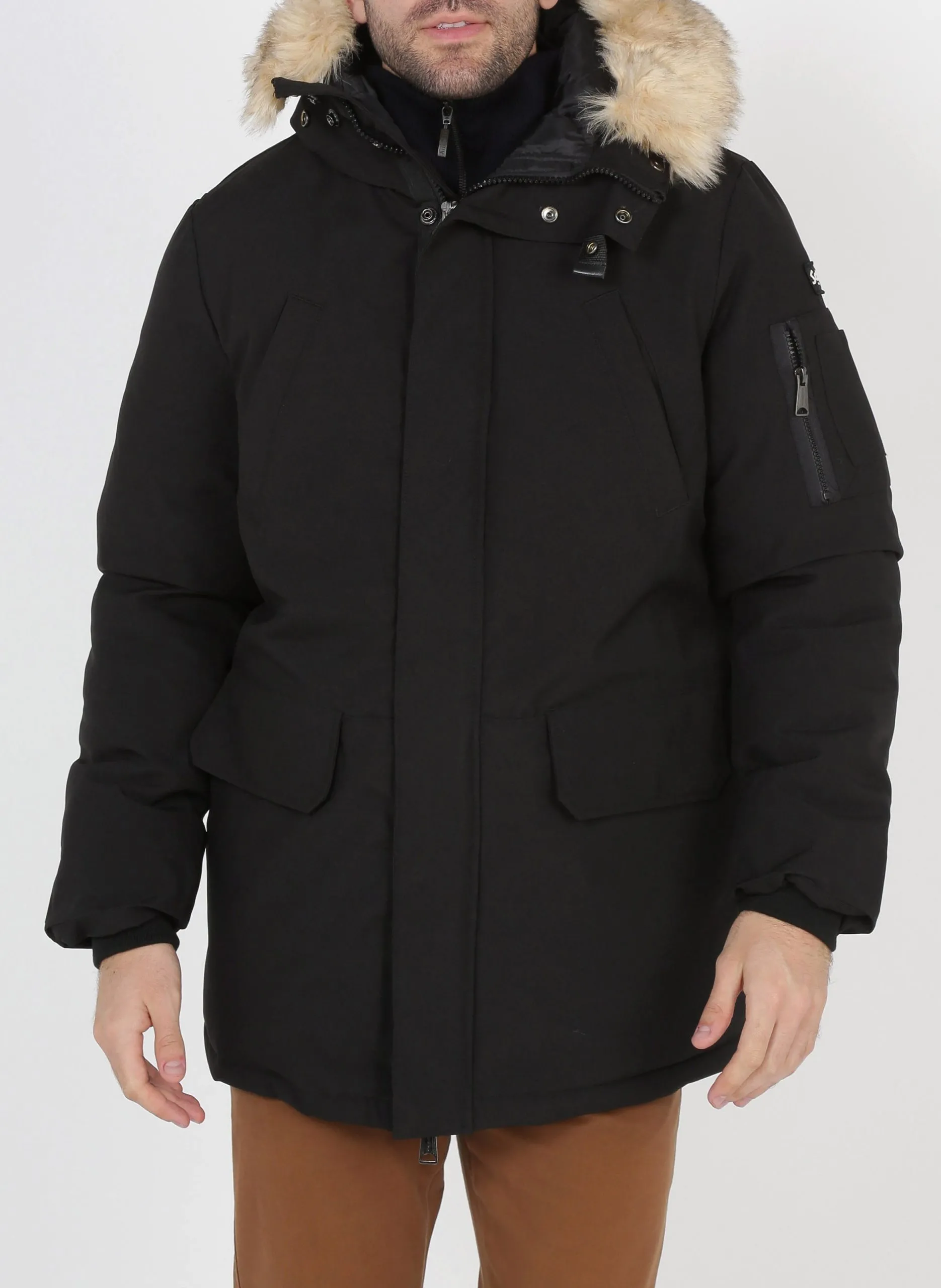 Parka longue avec capuche Noir