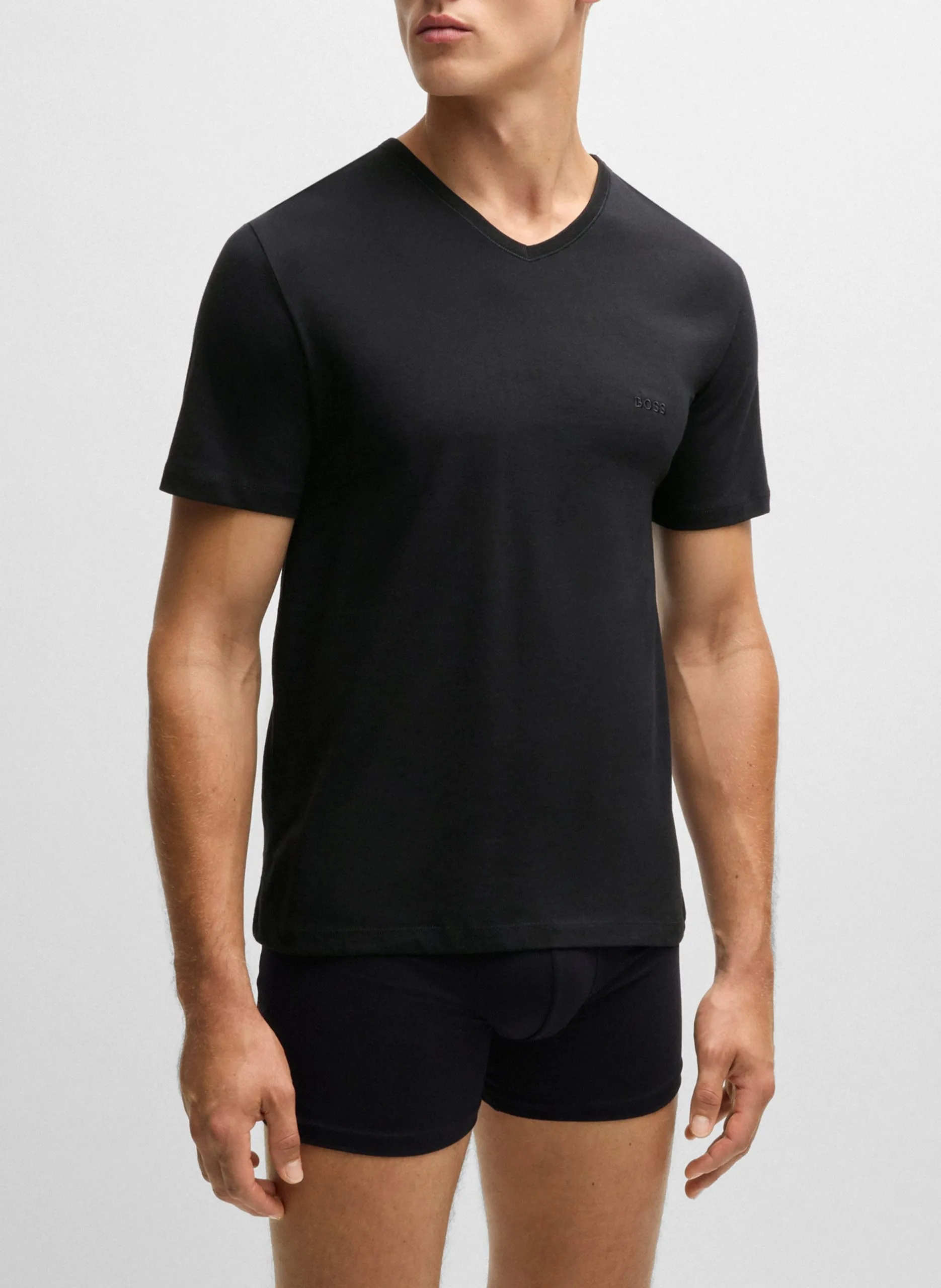 Lot de 3 tee-shirts col V brodé en coton Multicolore