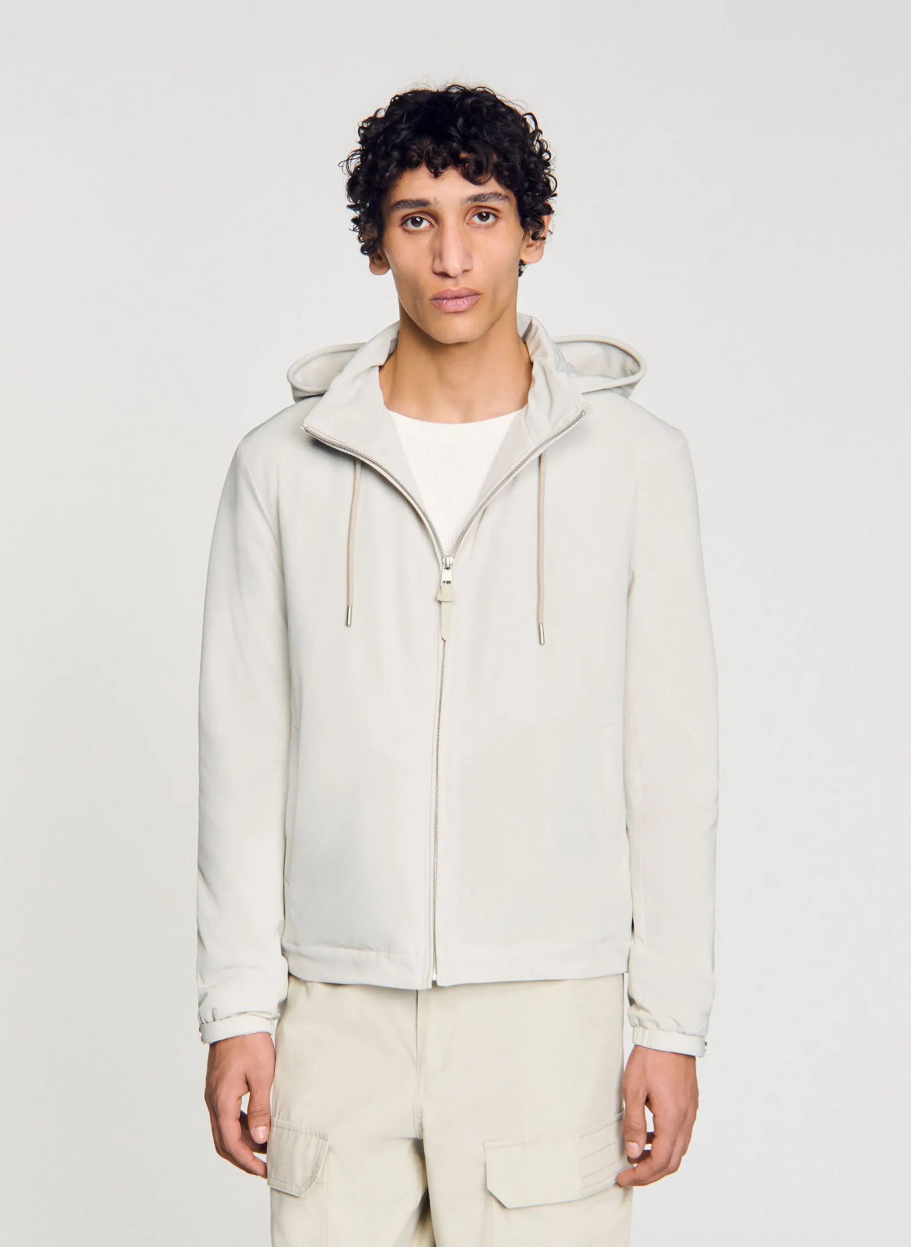 Blouson zippé à capuche Gris