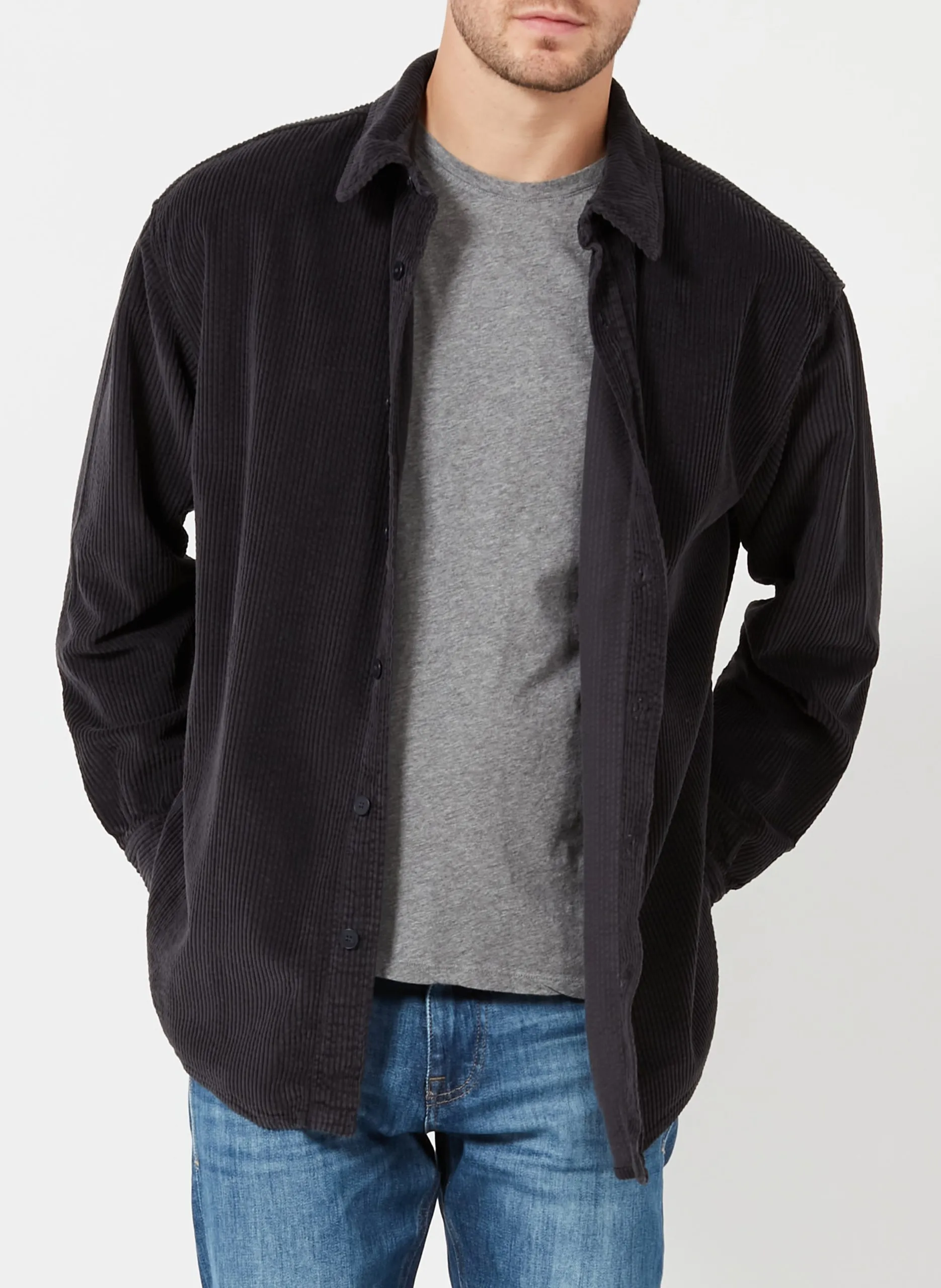 Surchemise à col classique en coton Noir PADOW