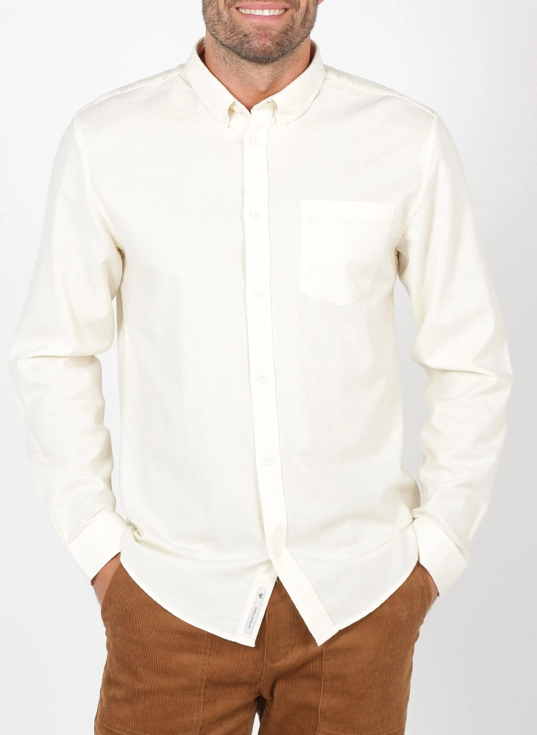 Chemise col américain regular-fit en coton Blanc