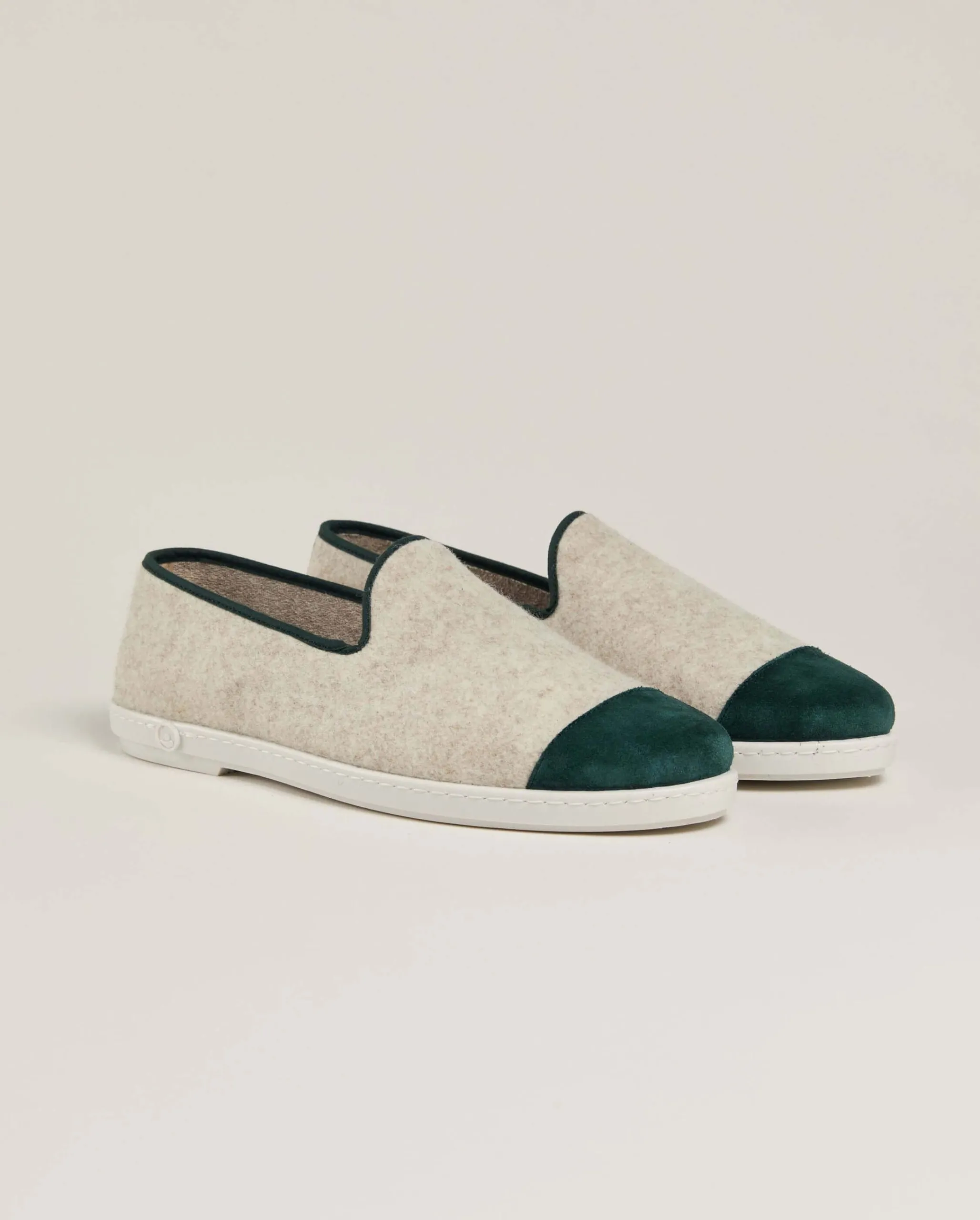 Chausson homme laine, beige vert basilico Beige