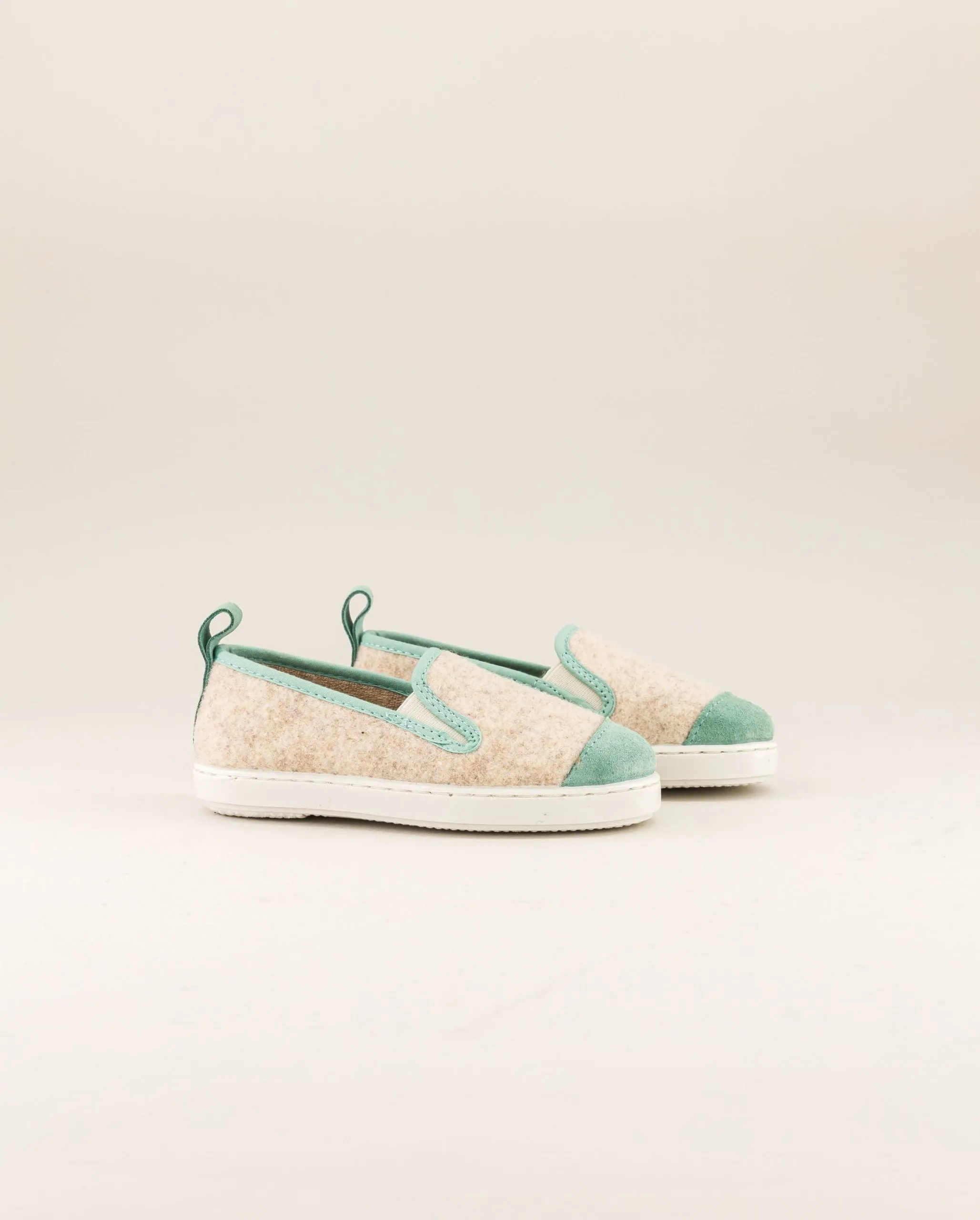 Chausson enfant laine, beige sauge Beige