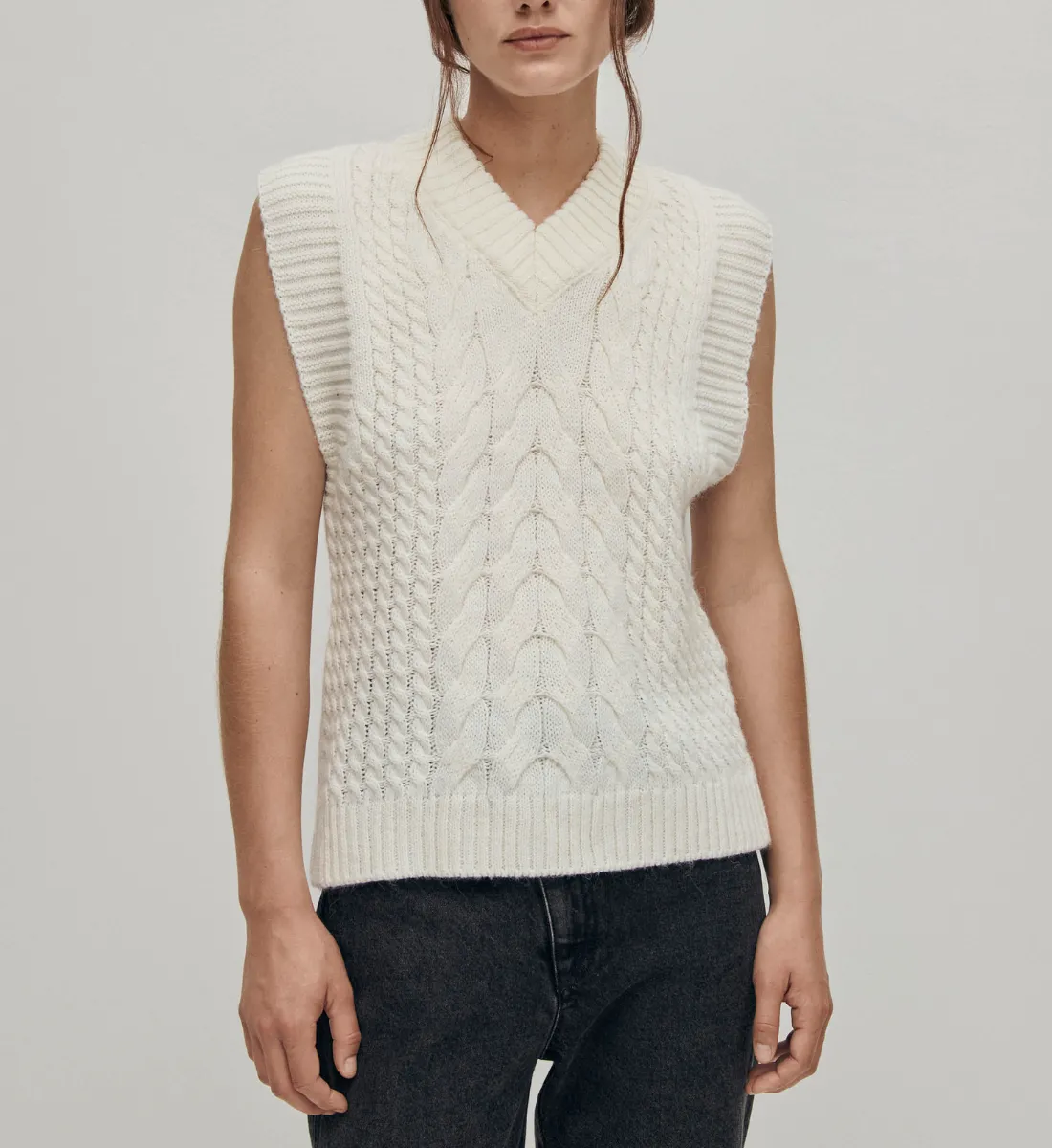 Gilet sans manches en laine Blanc COSY