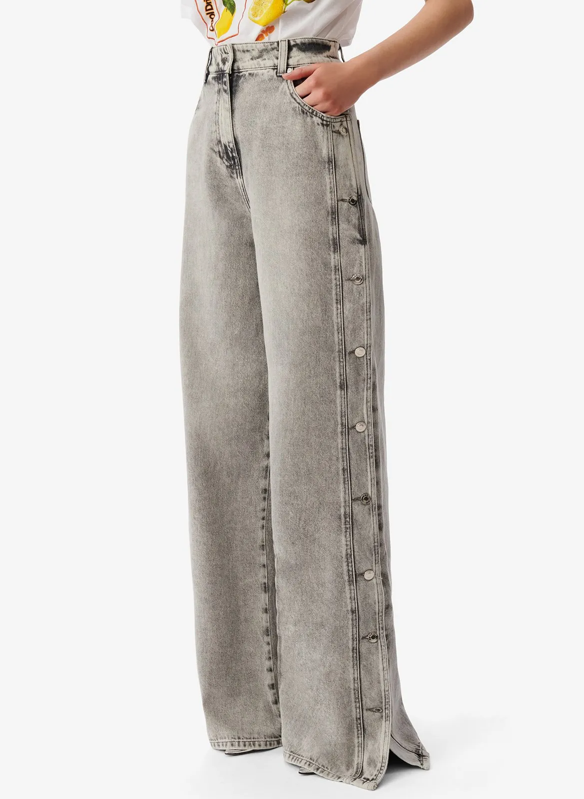 Jean large en coton Gris ANDREEA