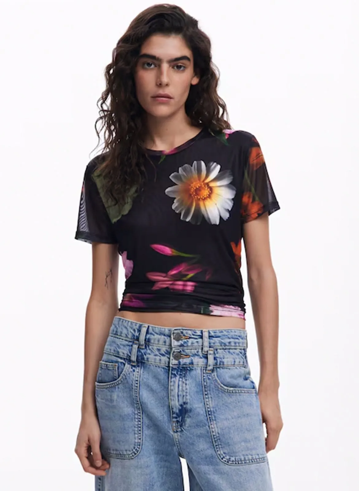 Tee-shirt droit imprimé Noir