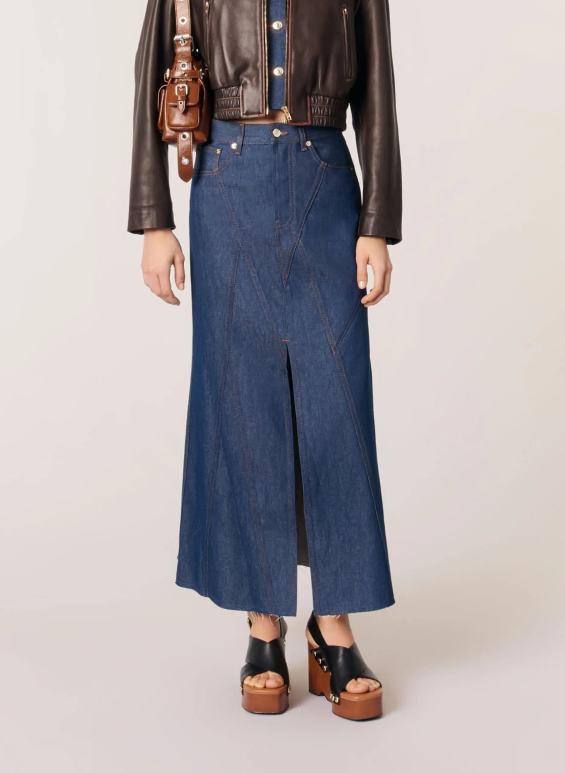 Jupe évasée en coton Bleu