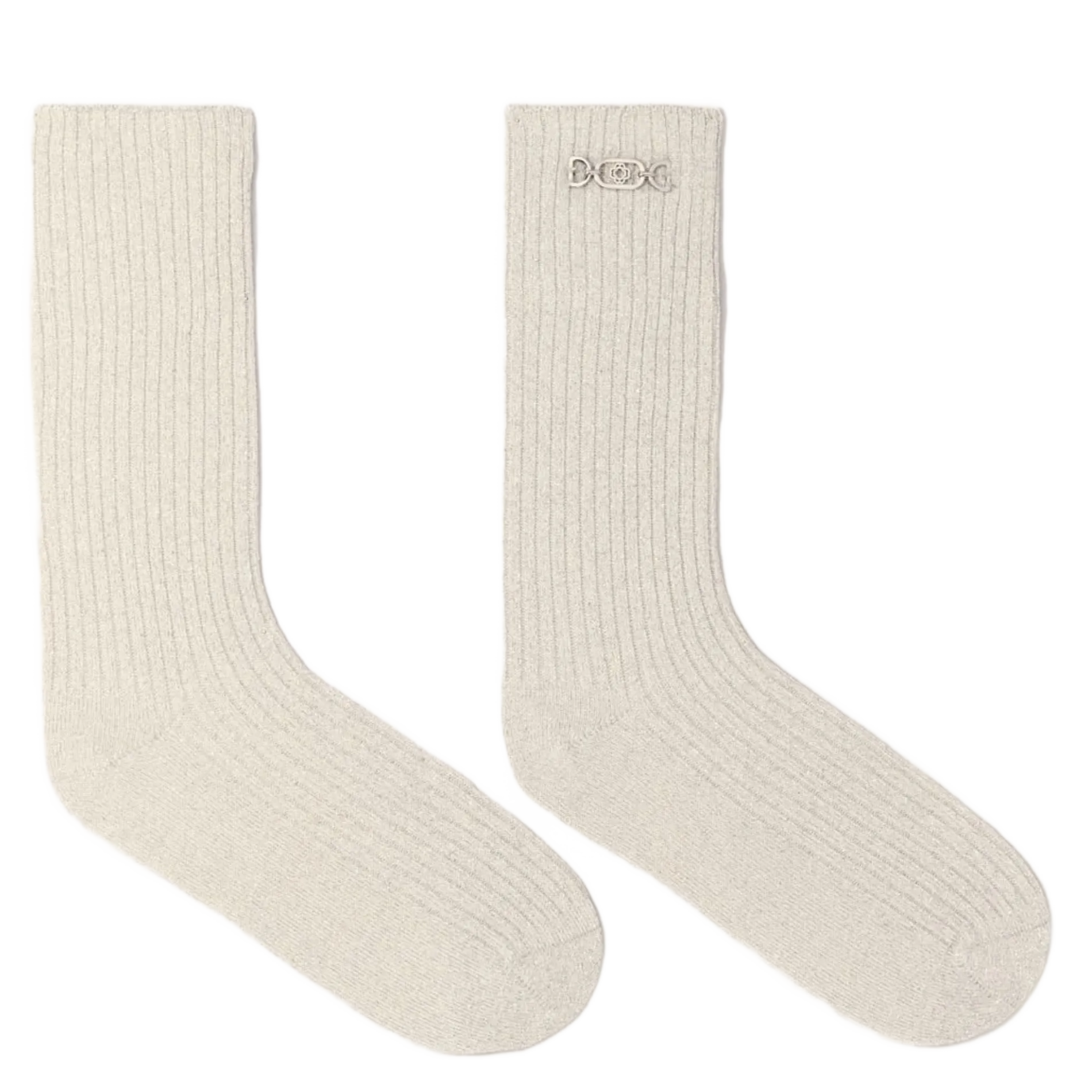 Chaussettes maille côtelée Argent