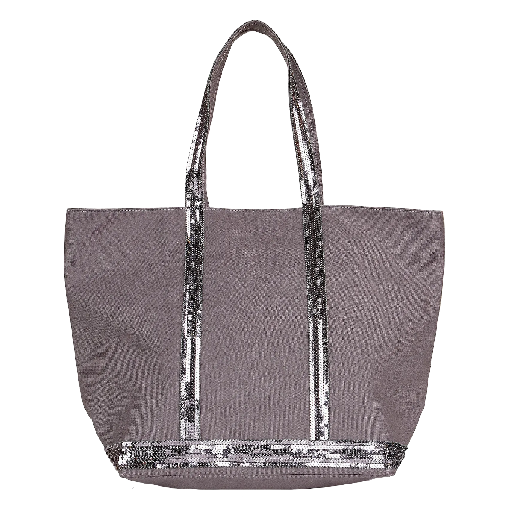 Cabas L à sequins en toile de coton Gris CABAS L