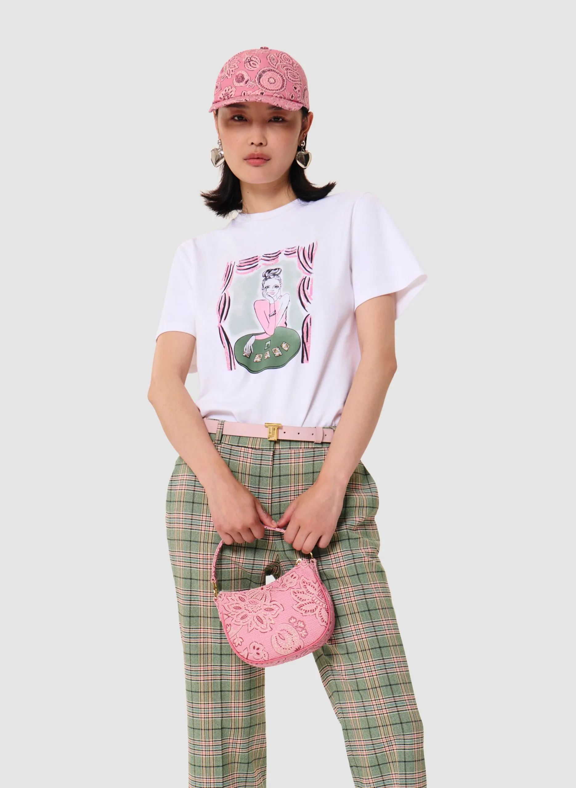 Tee-shirt droit en coton mélangé Blanc TARA LUCKY LOVE