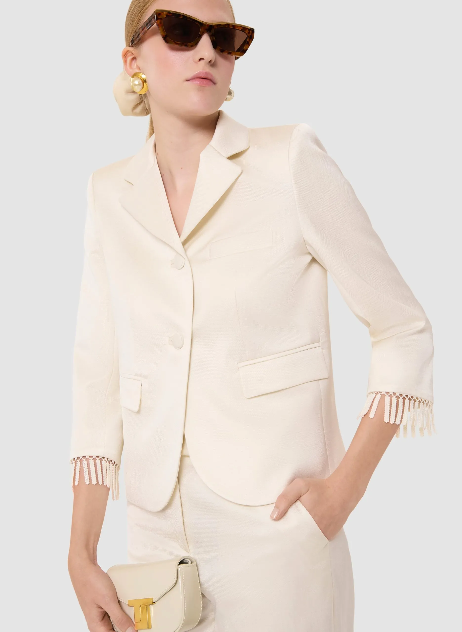 Veste tailleur satinée Beige VALENSOLE