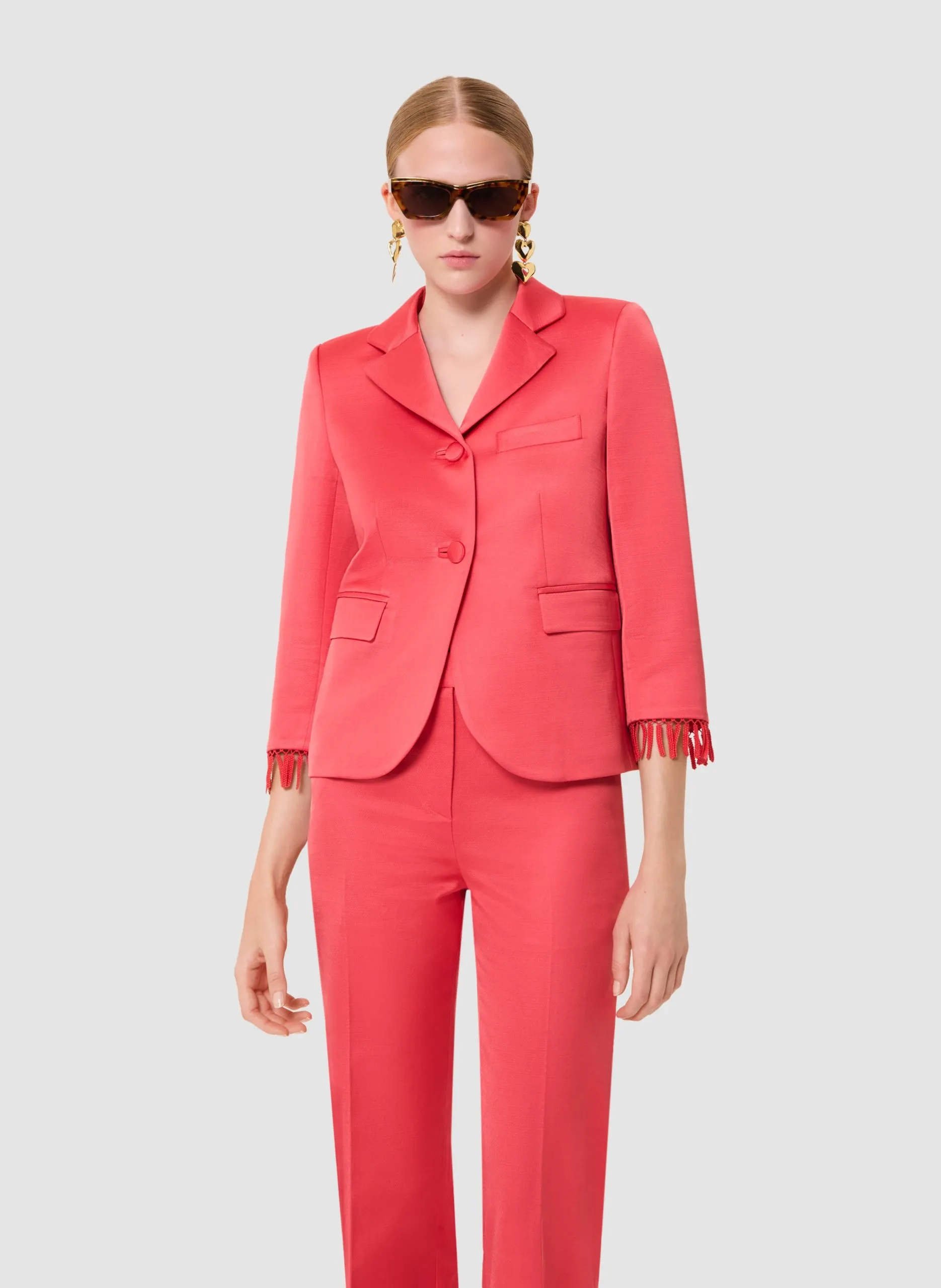 Veste tailleur satinée Rouge VALENSOLE