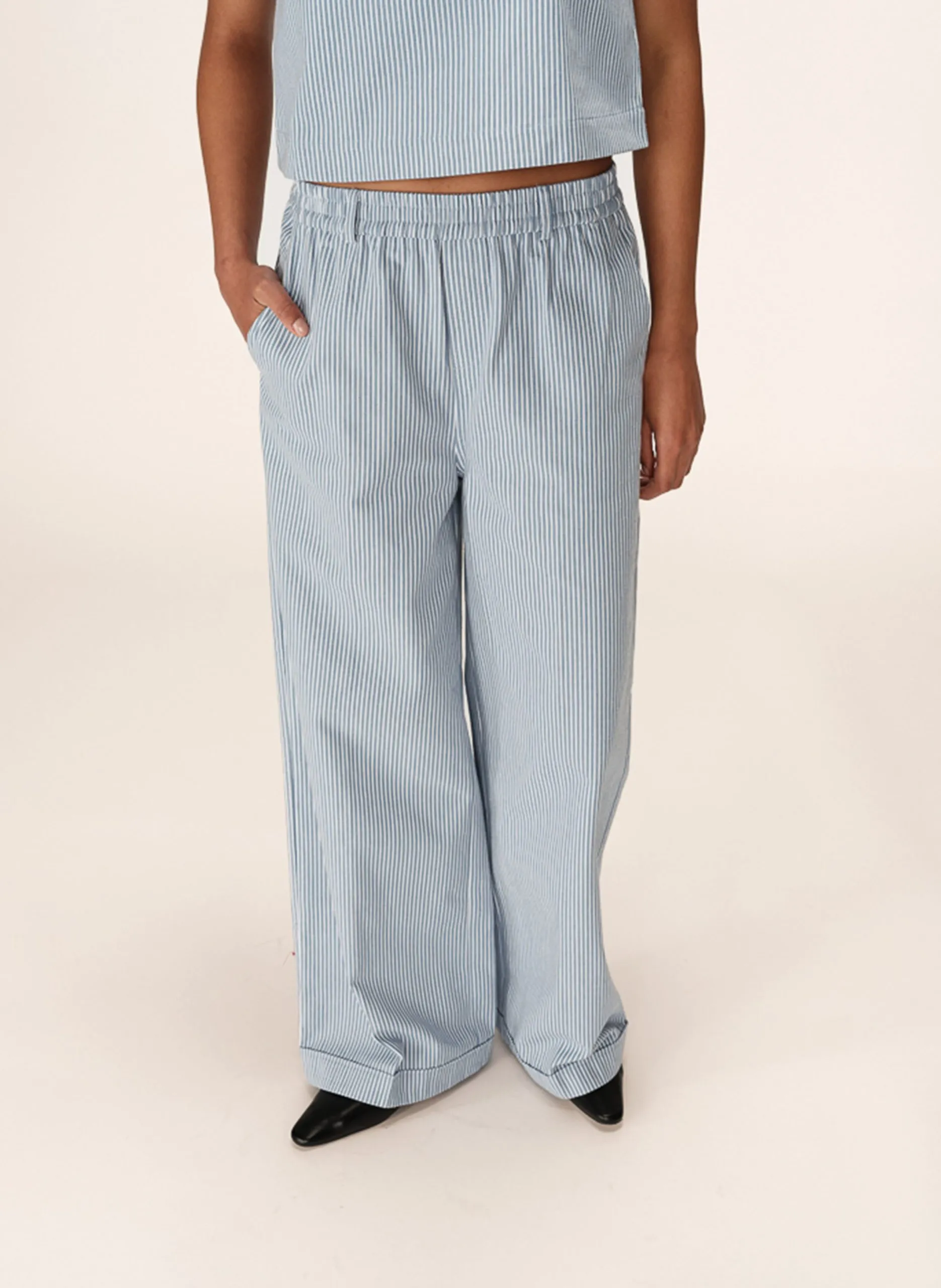 Pantalon droit rayé Bleu PATINE