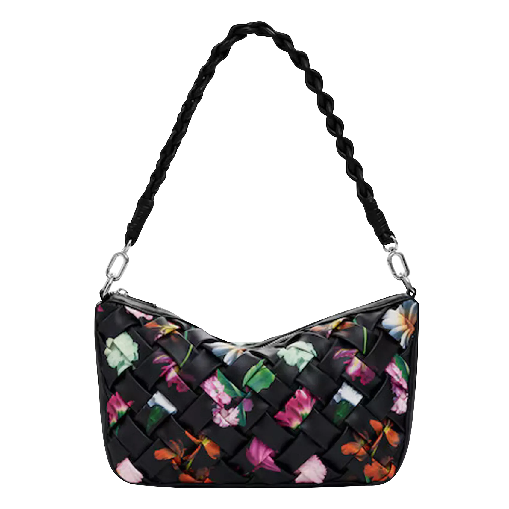 Sac à main effet cuir imprimé Noir