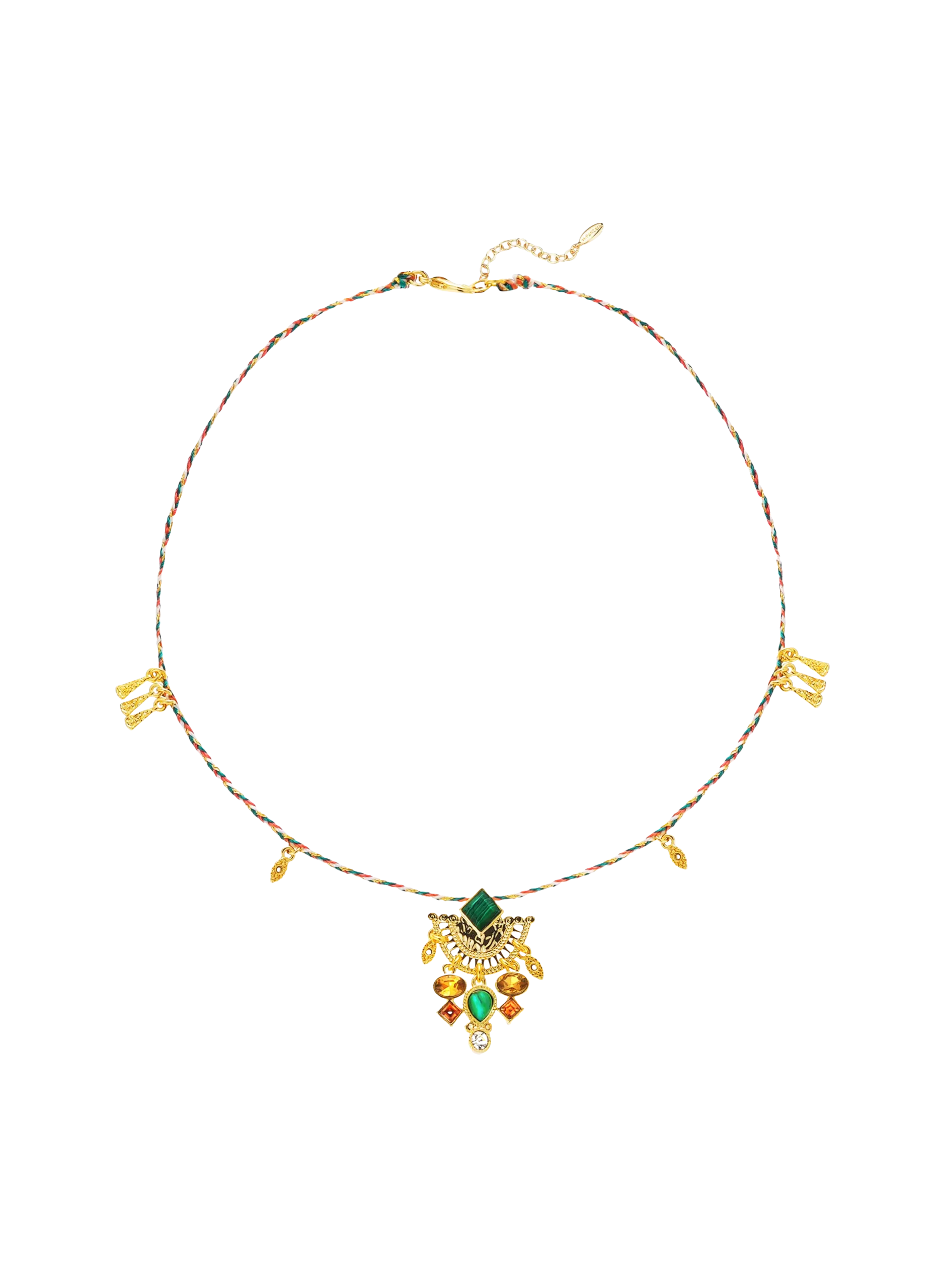 Collier ras de cou avec perles cabochon central et pampilles Doré KOSTA