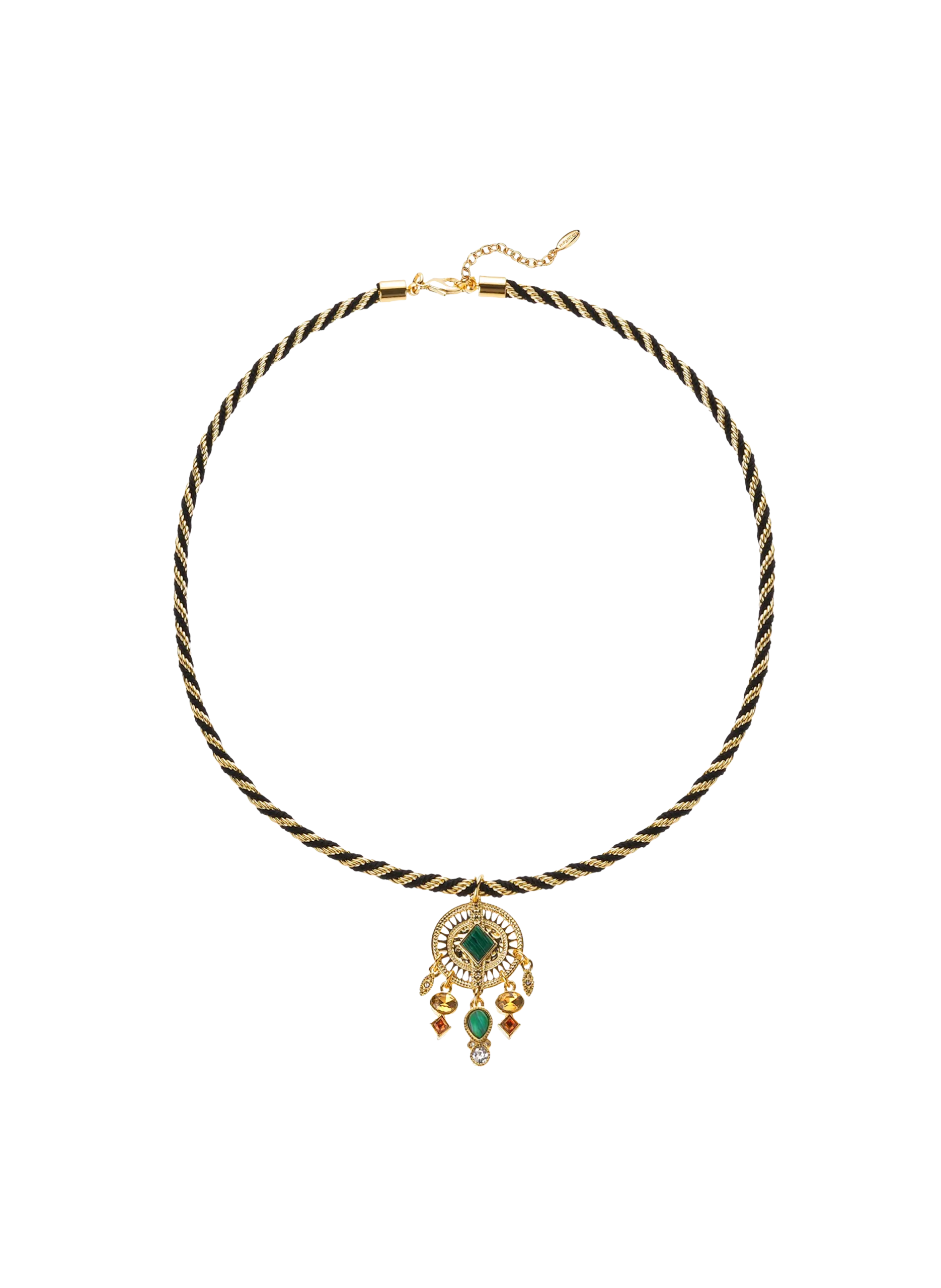 Collier ajustable cordon avec cabochon central Doré KRUSH