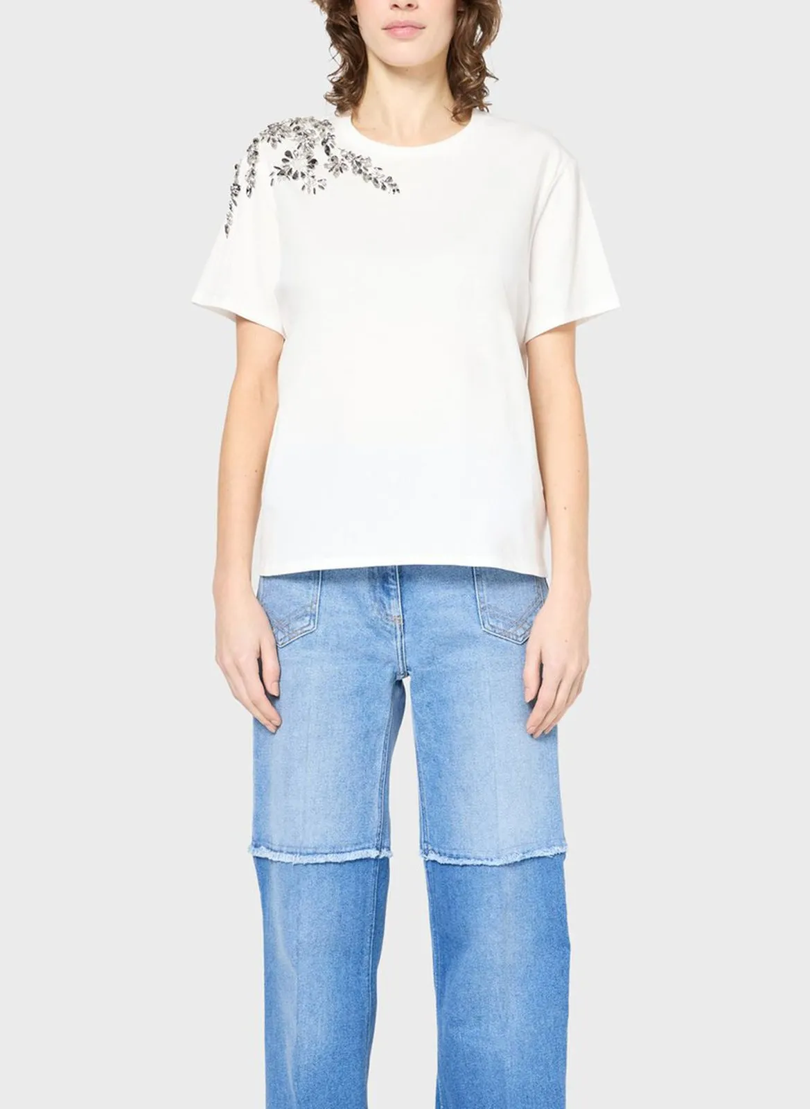 Tee-shirt bijou en coton Blanc GWENN