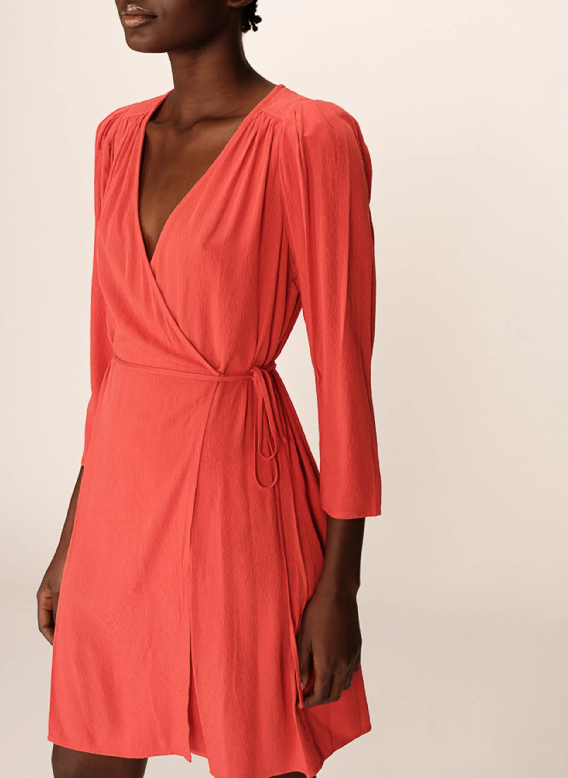 Robe courte portefeuille Marron PERCY