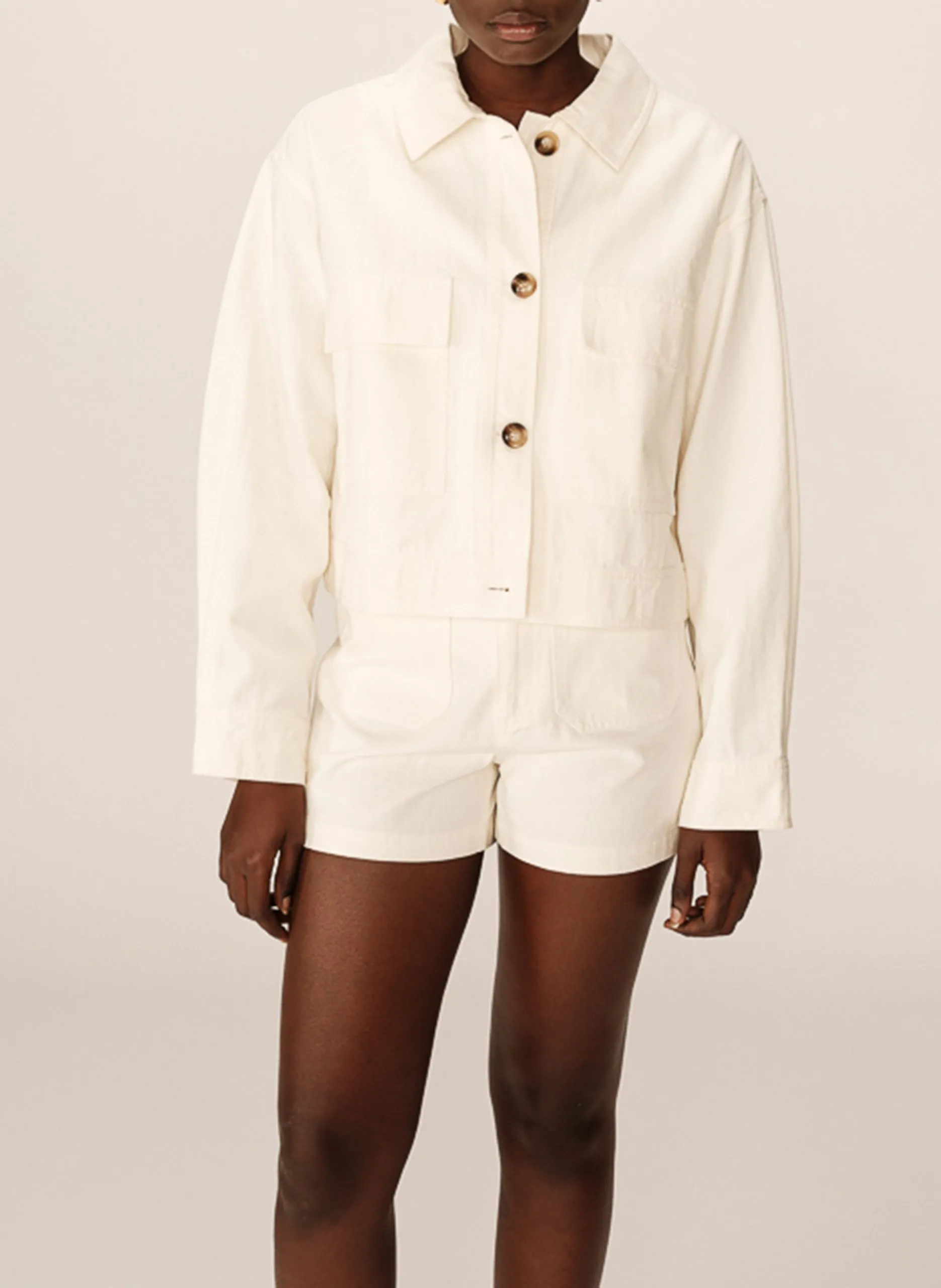 Veste col chemise en coton Blanc POLETTE