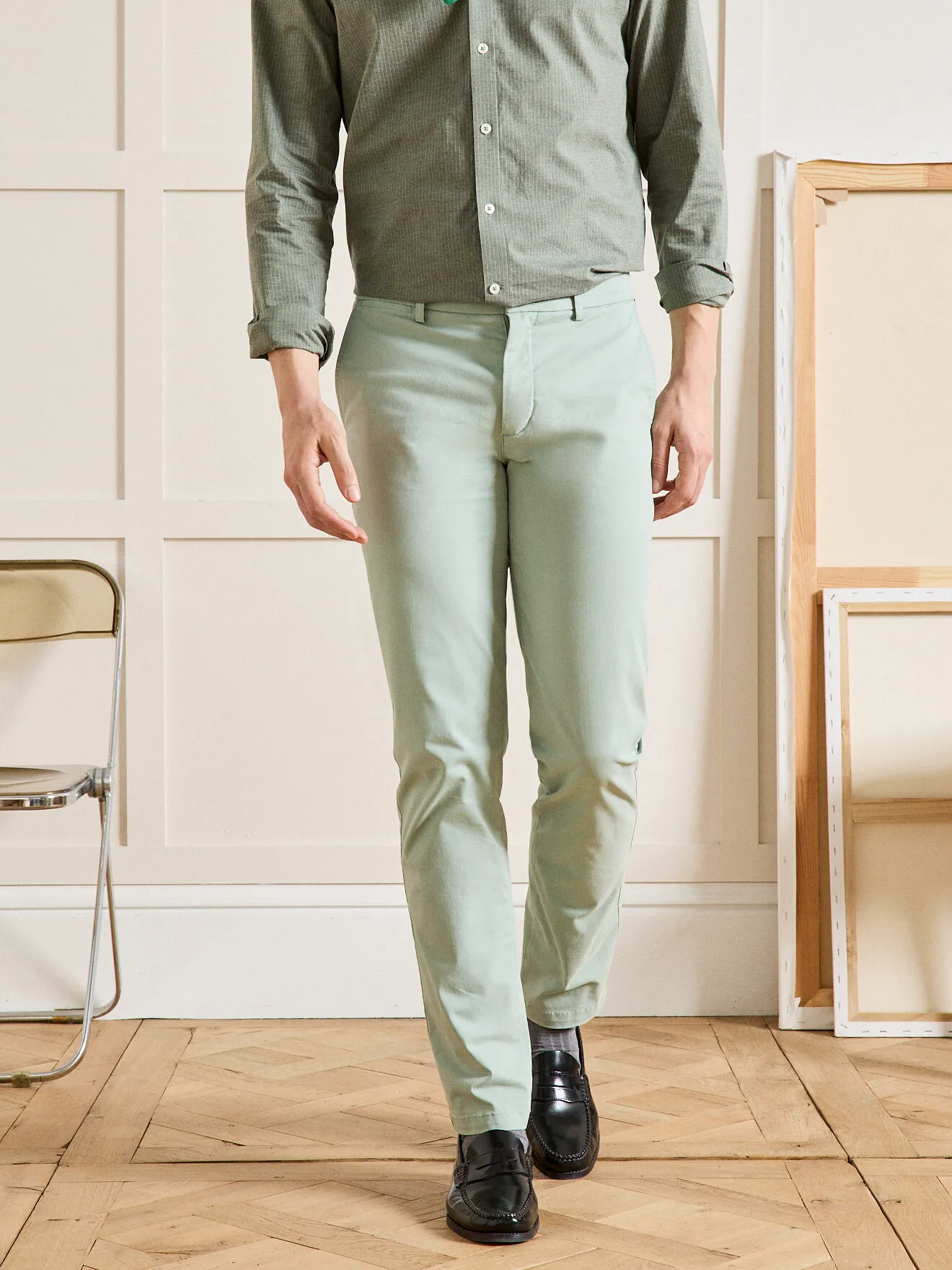 Pantalon chino Vert