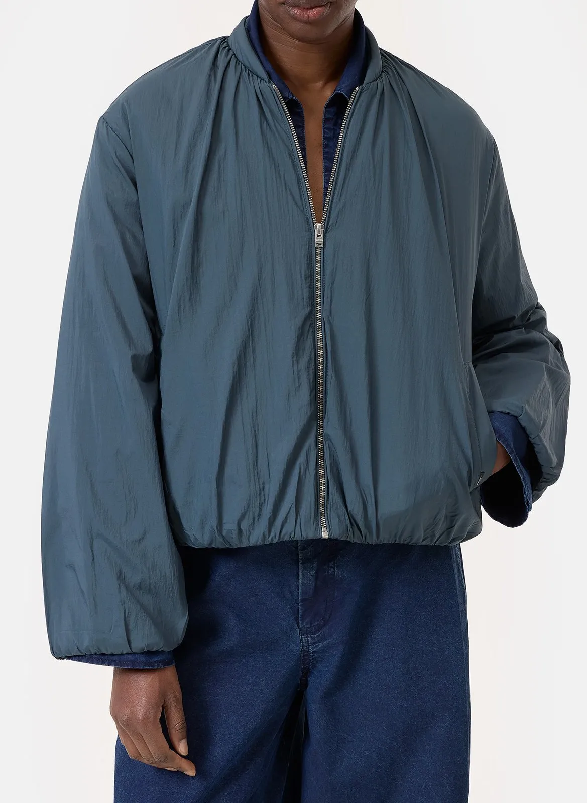 Blouson col rond Bleu