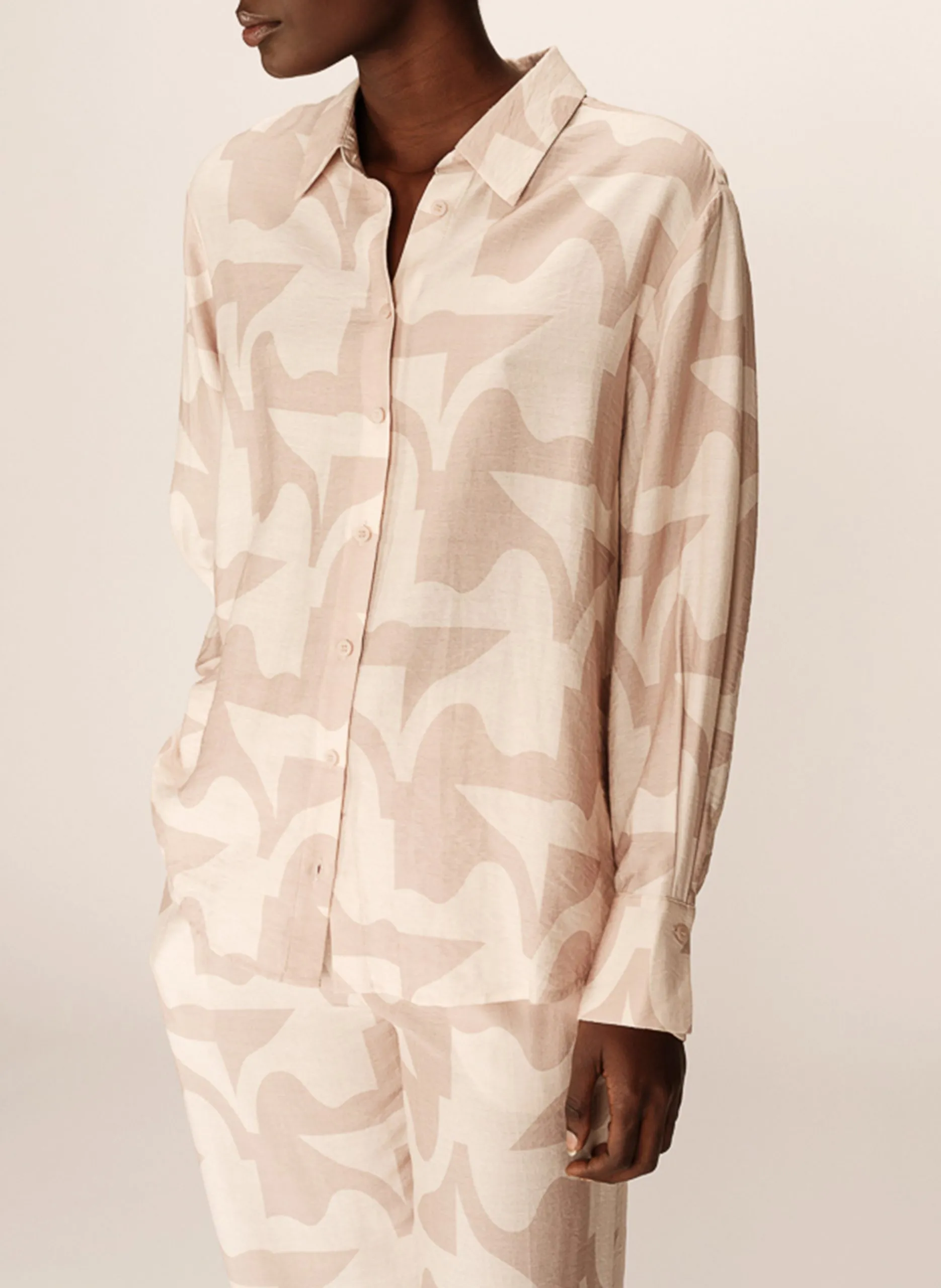 Chemise droite imprimée Beige PRIMO