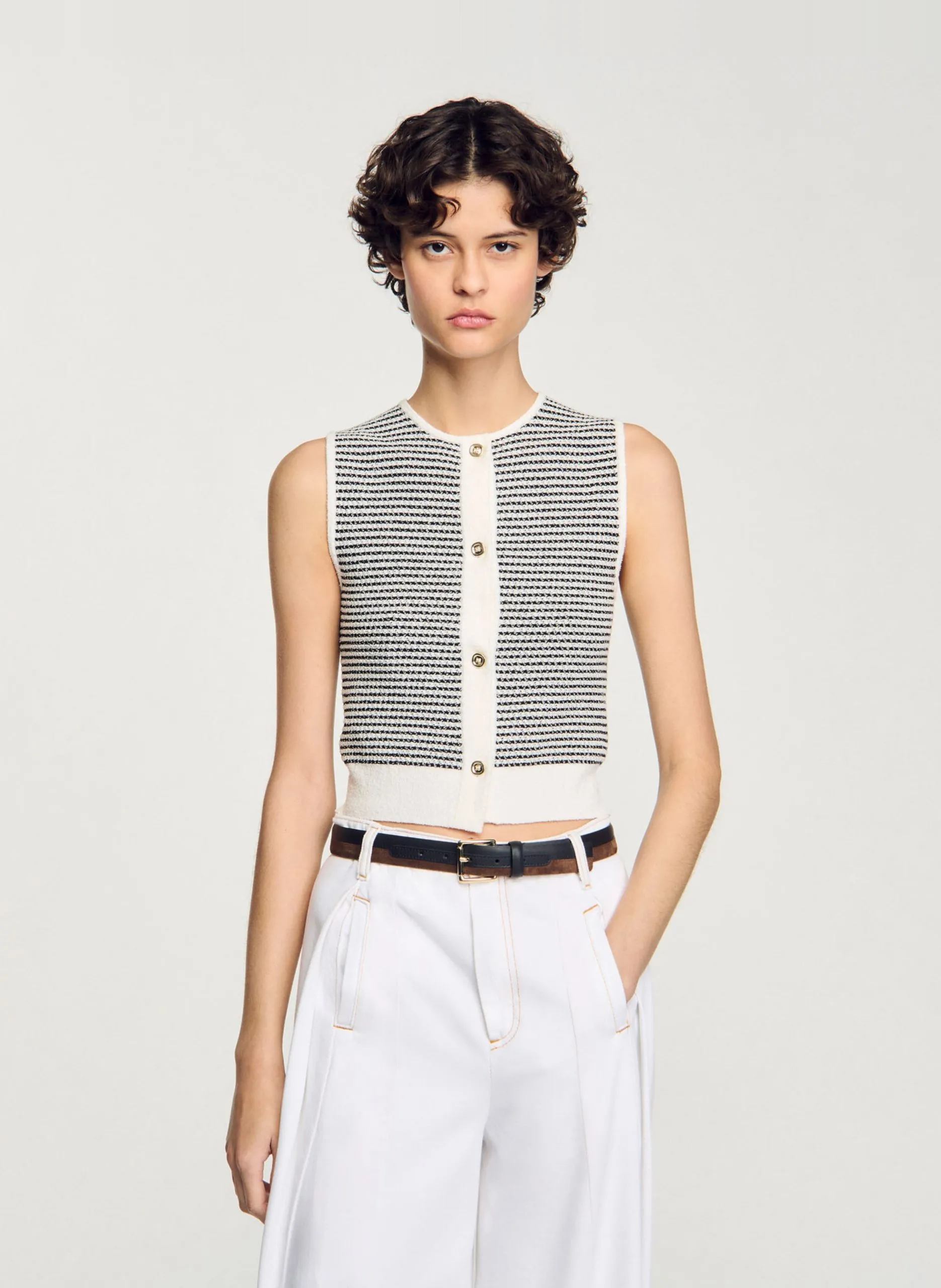 Cardigan droit col rond Multicolore