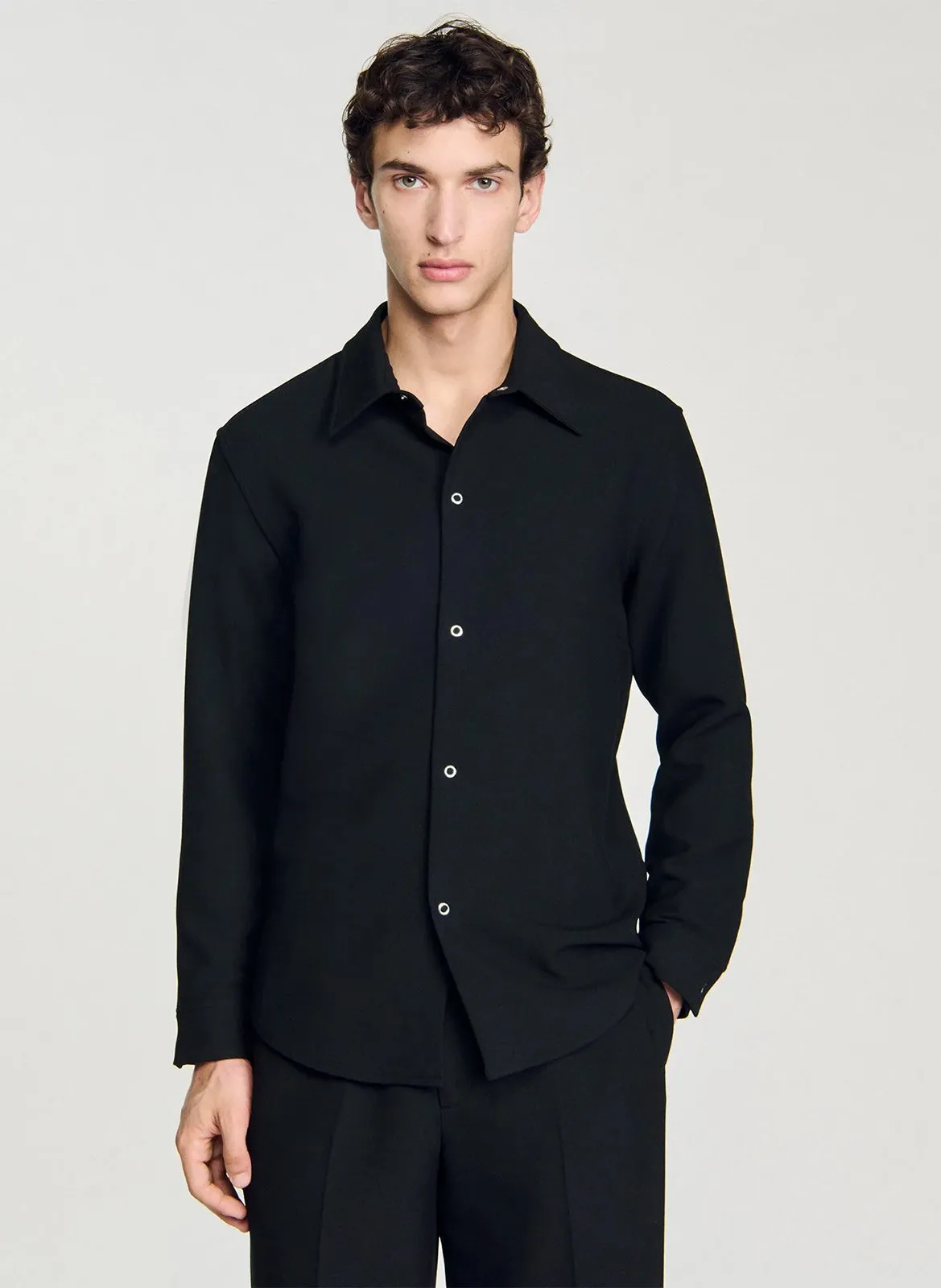 Chemise droite à col classique Noir
