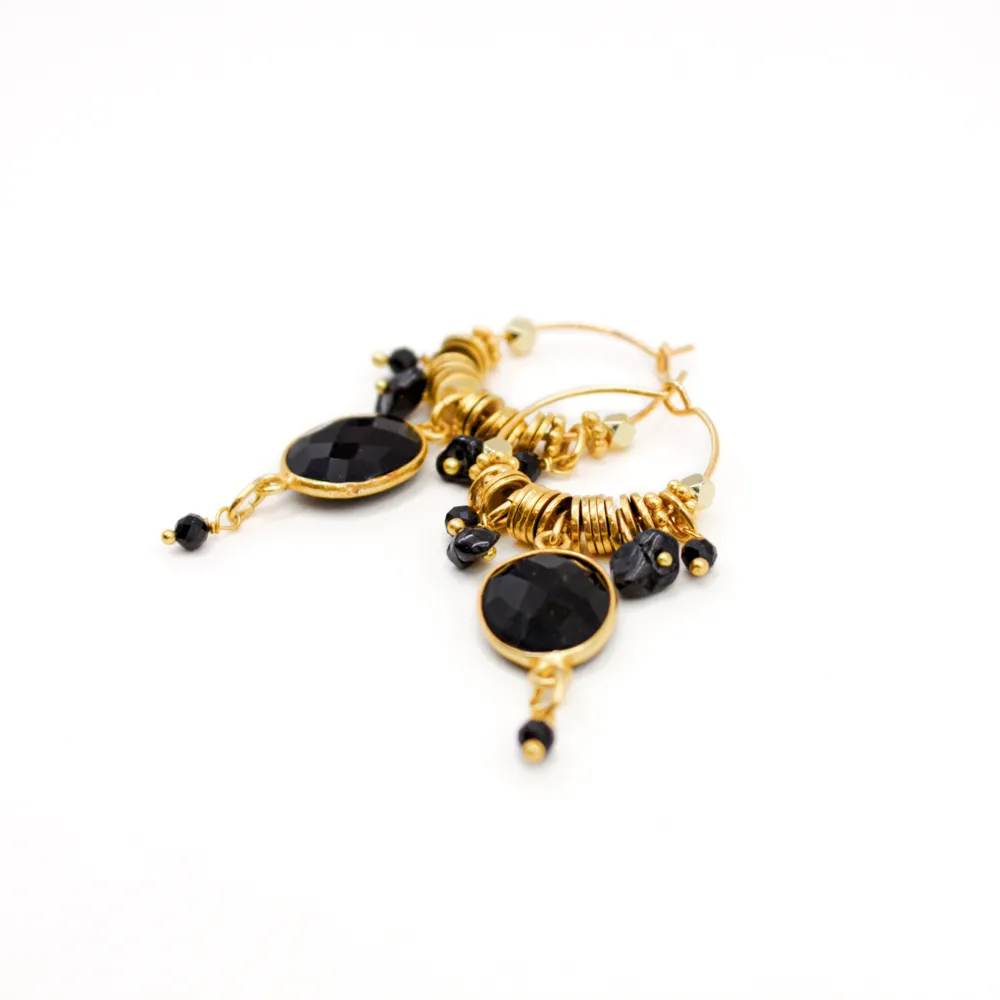 Créoles pierres onyx noir - coralie Doré