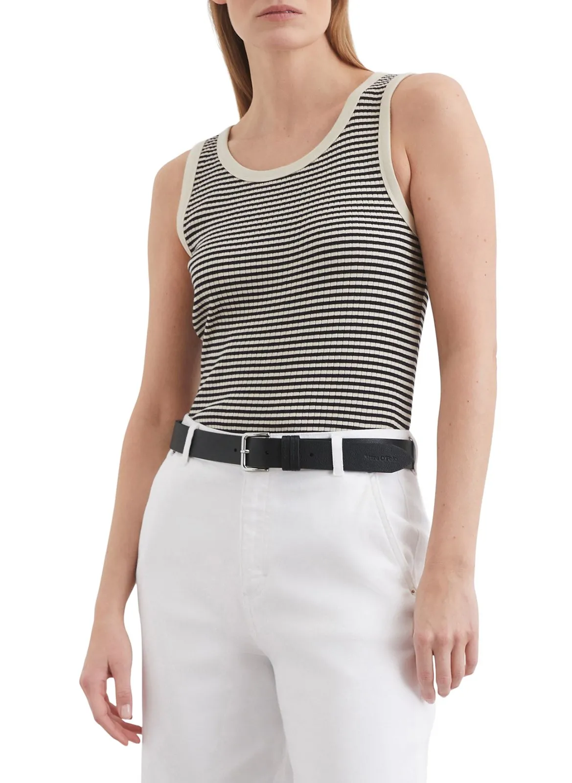 Débardeur col rond en coton mélangé Multicolore