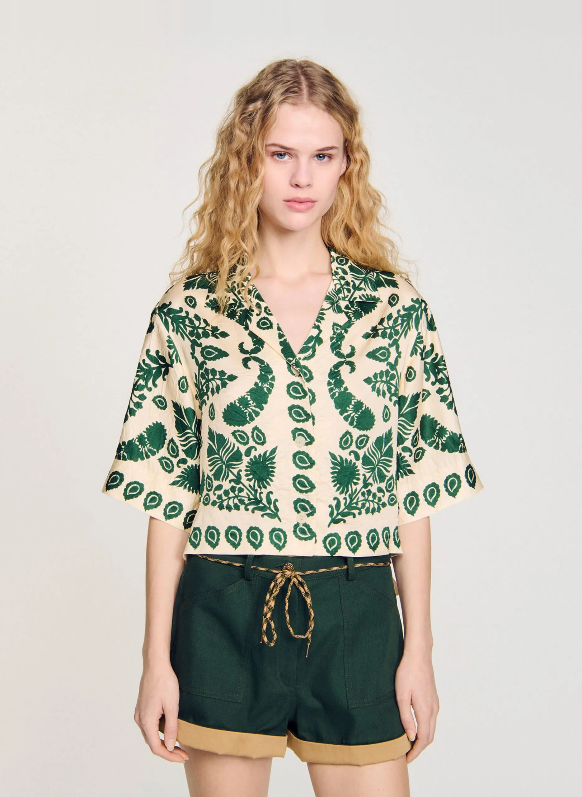 Chemise courte à motifs Multicolore