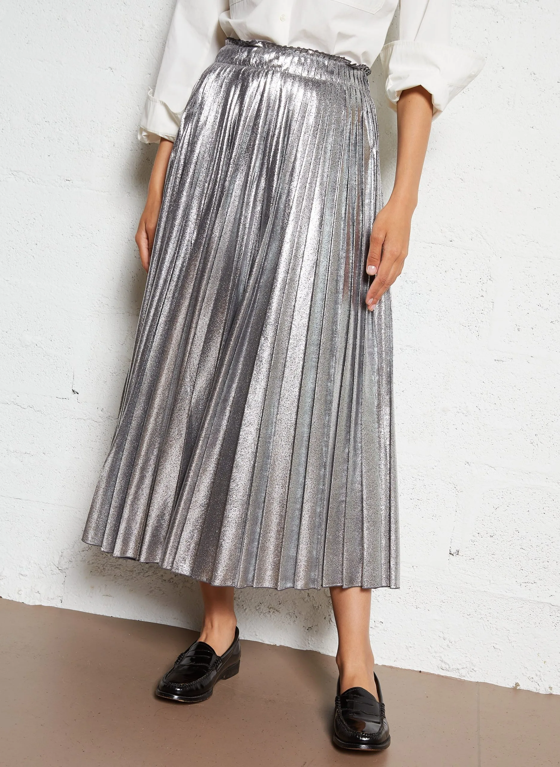 Jupe midi plissée Argent GAMMA