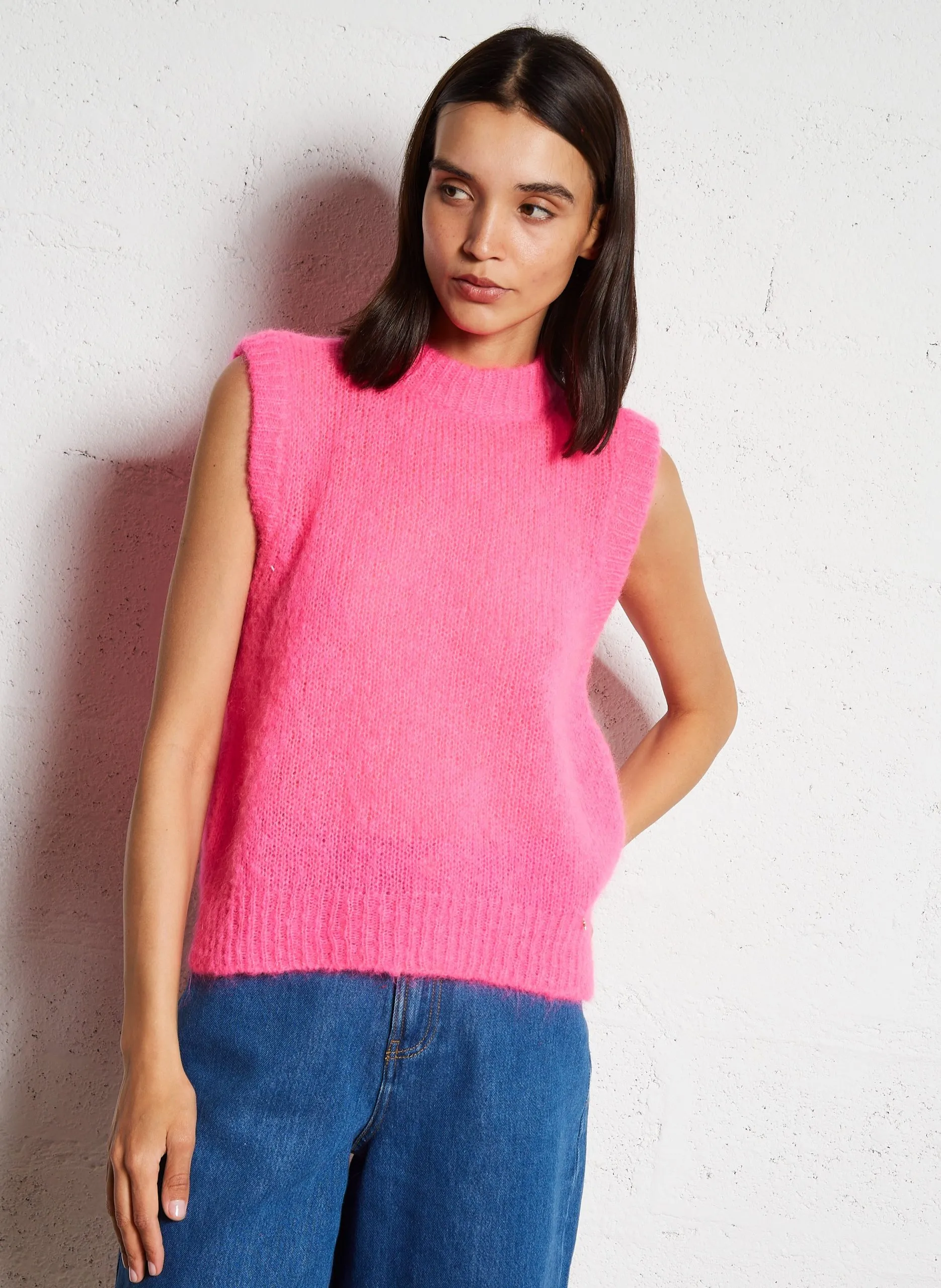 Pull droit en mohair mélangé Rose ALBERTO