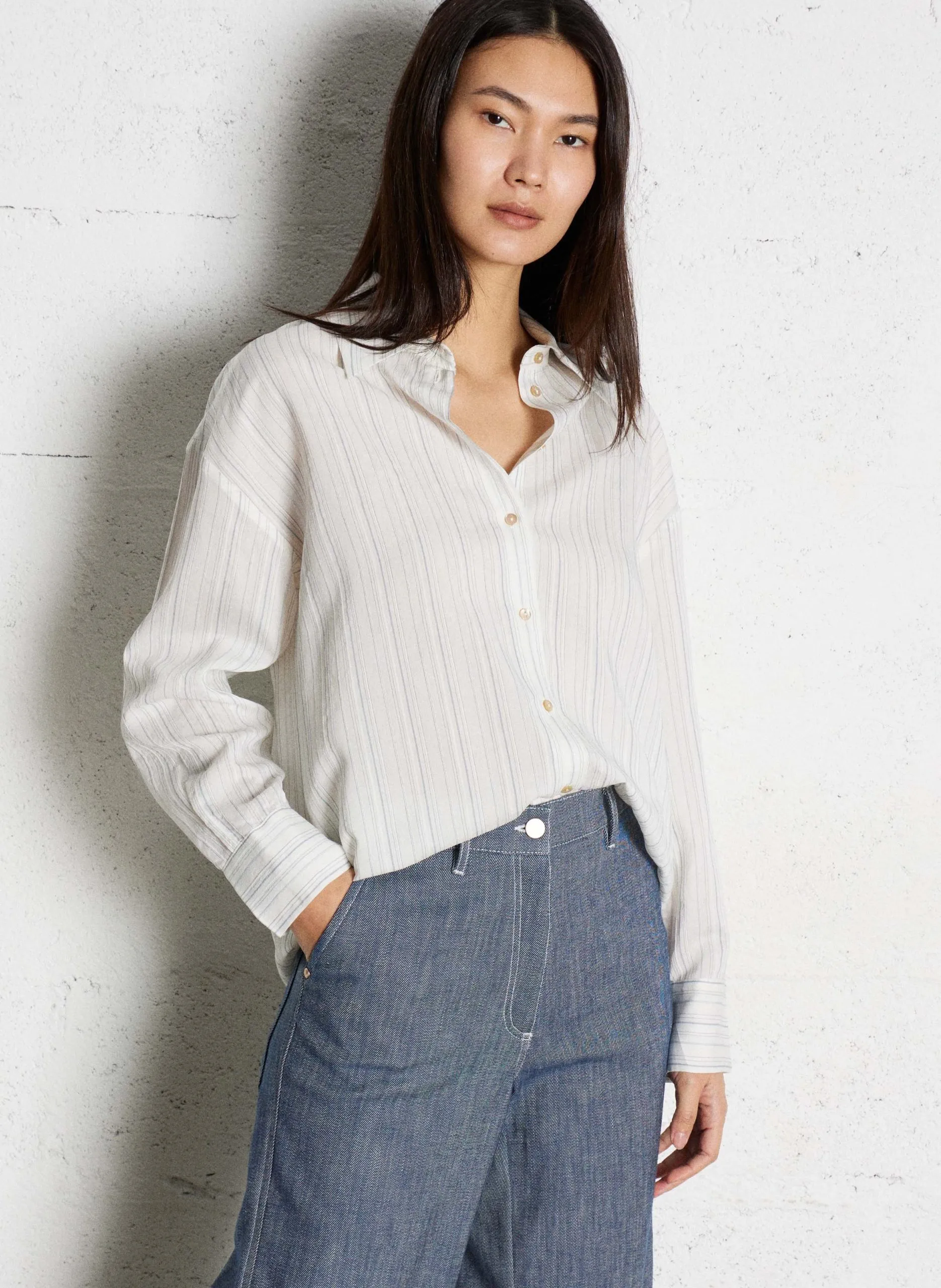 Chemise oversize rayée Bleu TITI