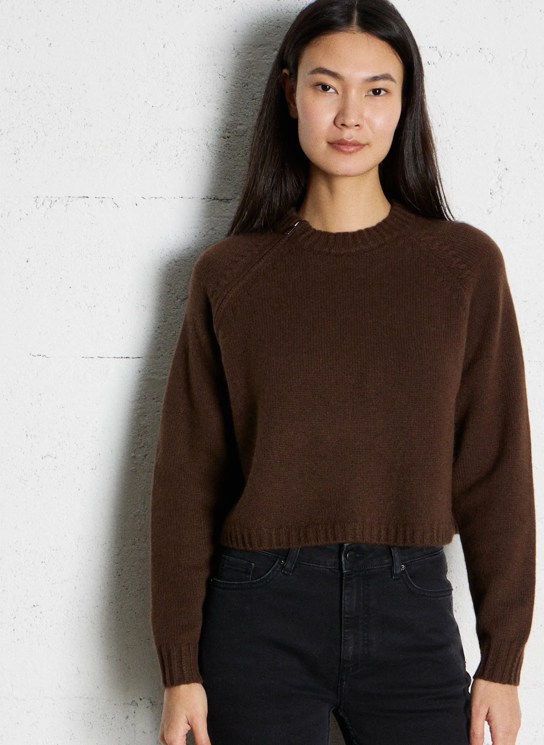 Pull ample col rond en cachemire Marron CORVY