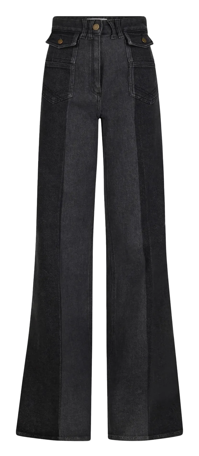 Jean flare taille haute en coton mélangé Gris ANNA