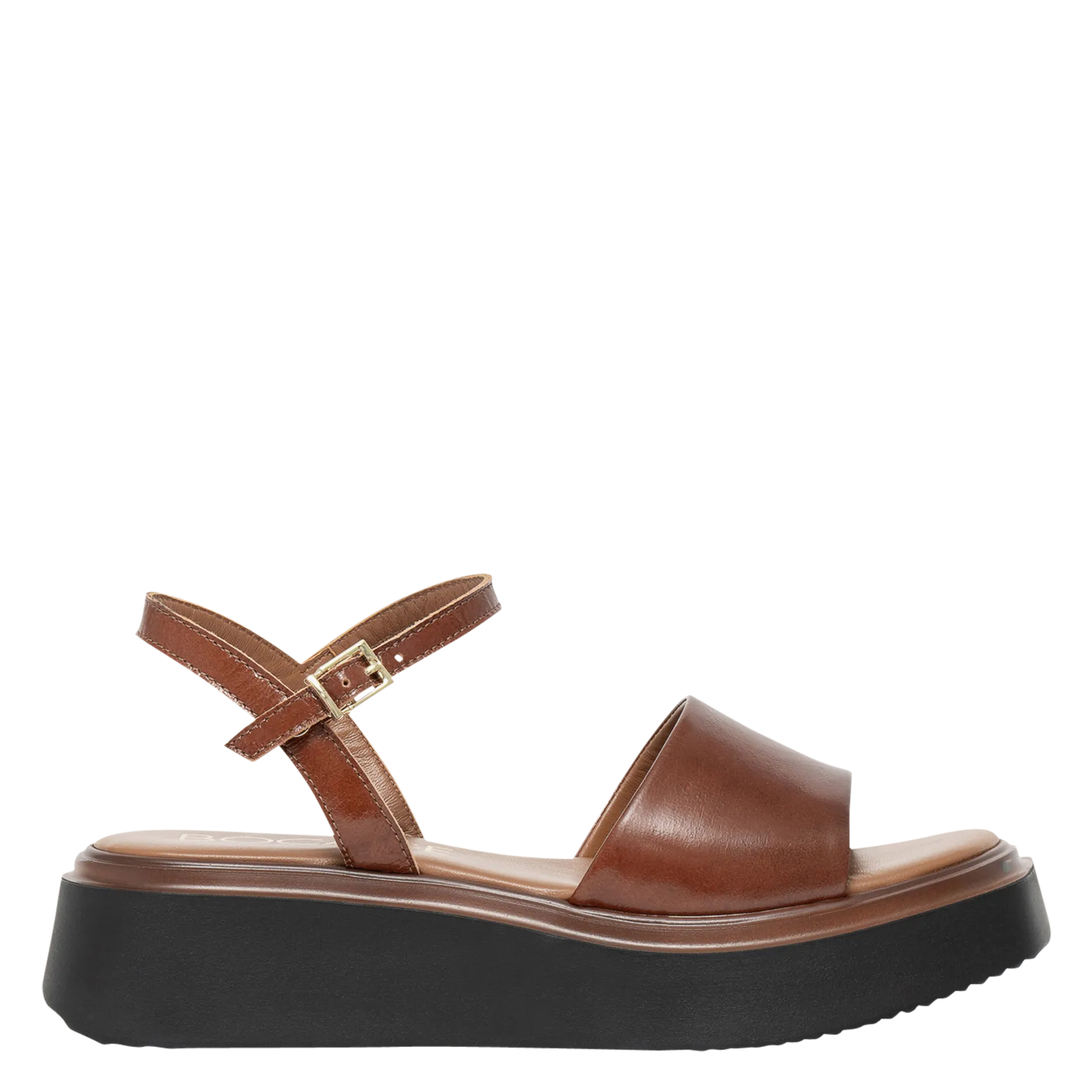 Sandales plates bout carré en cuir Marron GRACIE