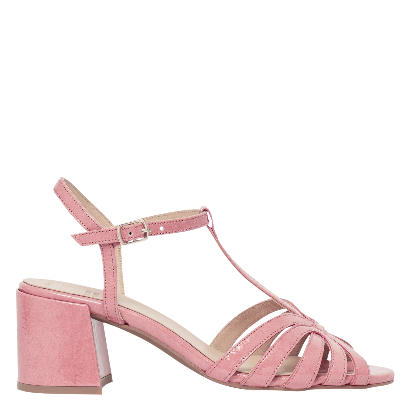 Sandales à talon en cuir Rose HADELE