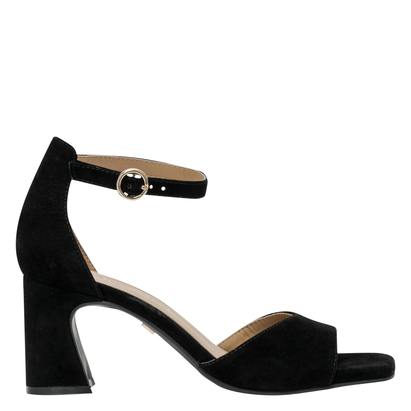 Sandales à talon en cuir velours Noir PRECIEUSE