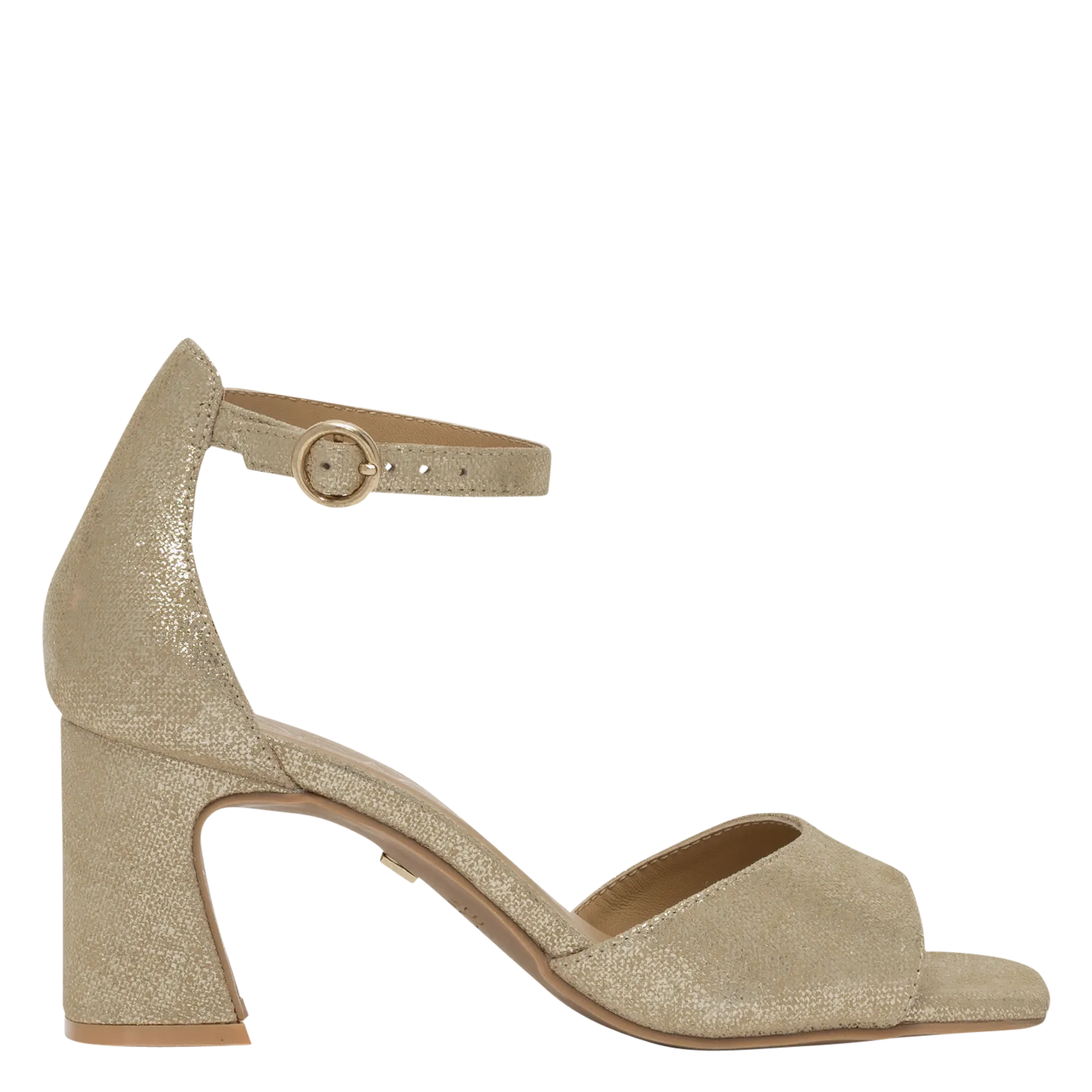 Sandales à talon en cuir métallisé Doré PRECIEUSE