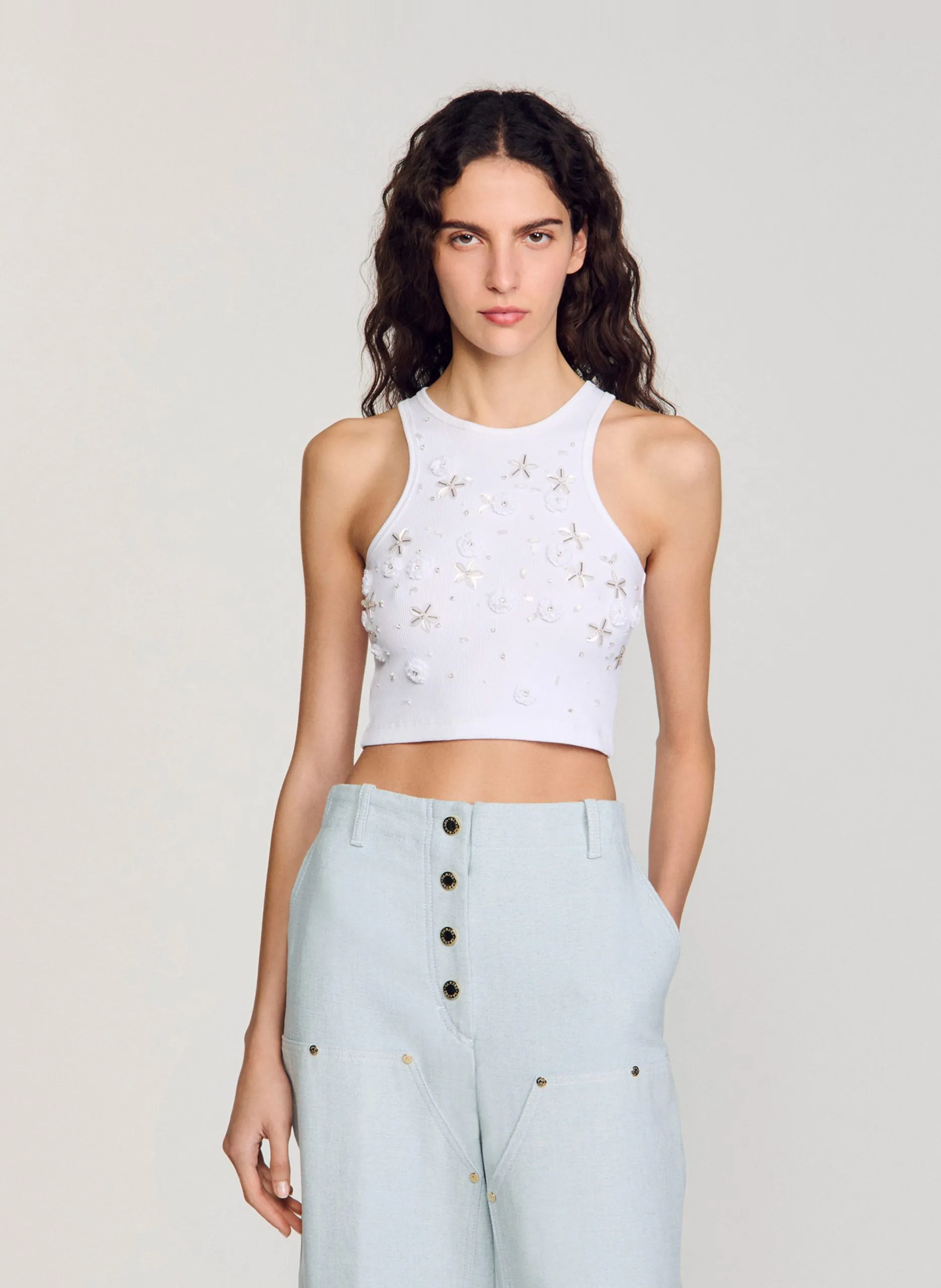 Débardeur en coton mélangé Blanc