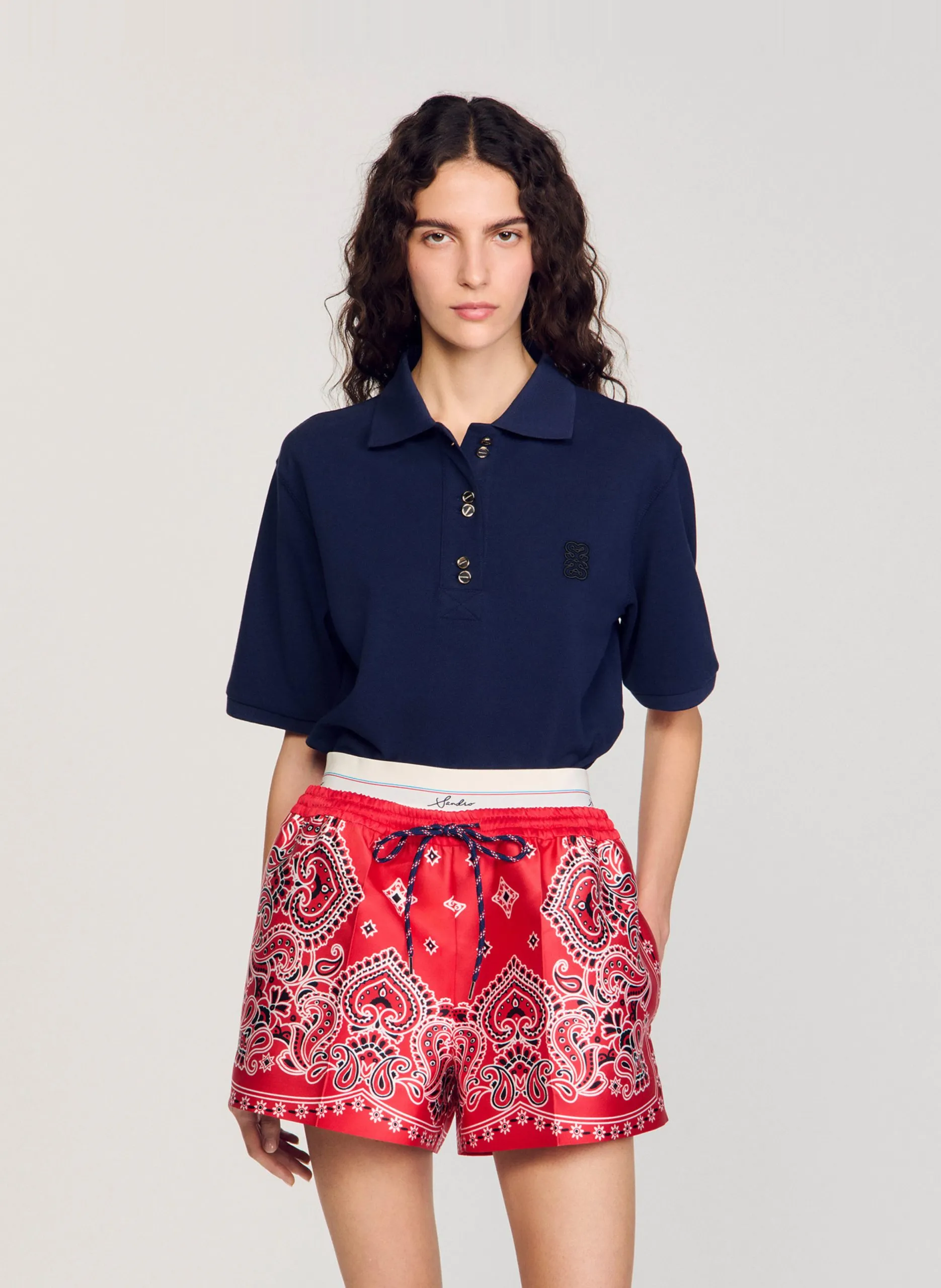 Polo manches courtes à broderie logo Bleu