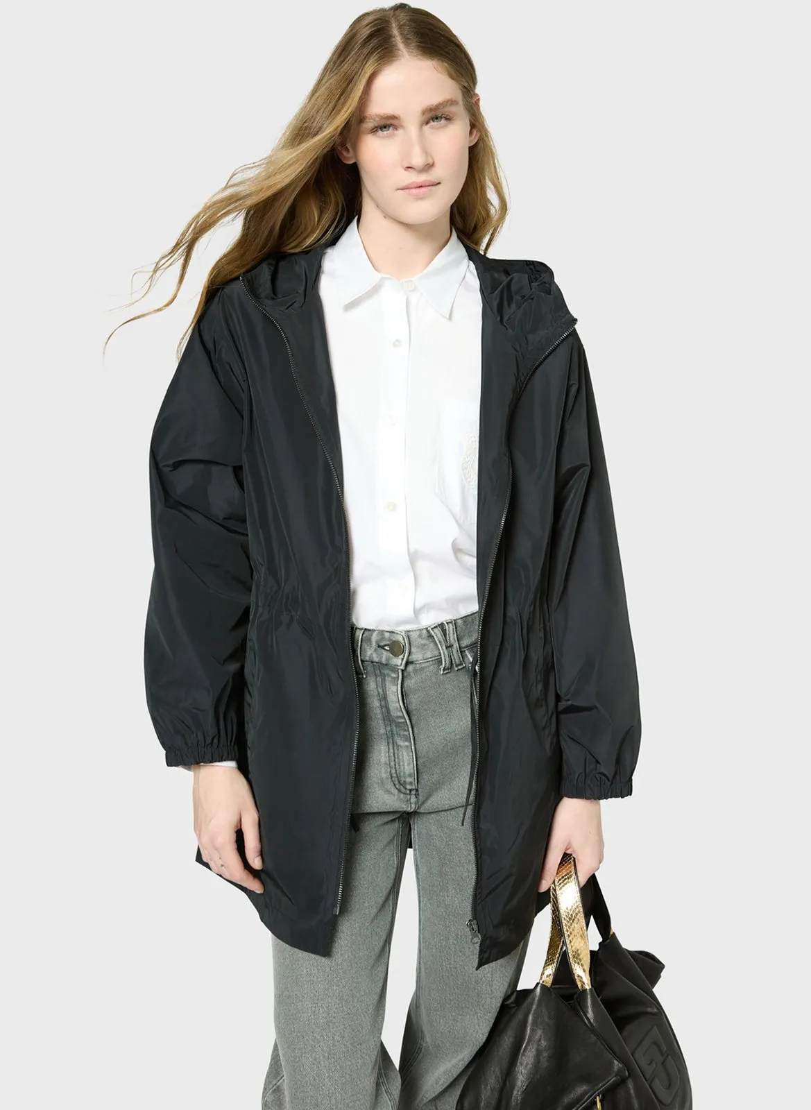 Veste droite à capuche Noir ZELIE